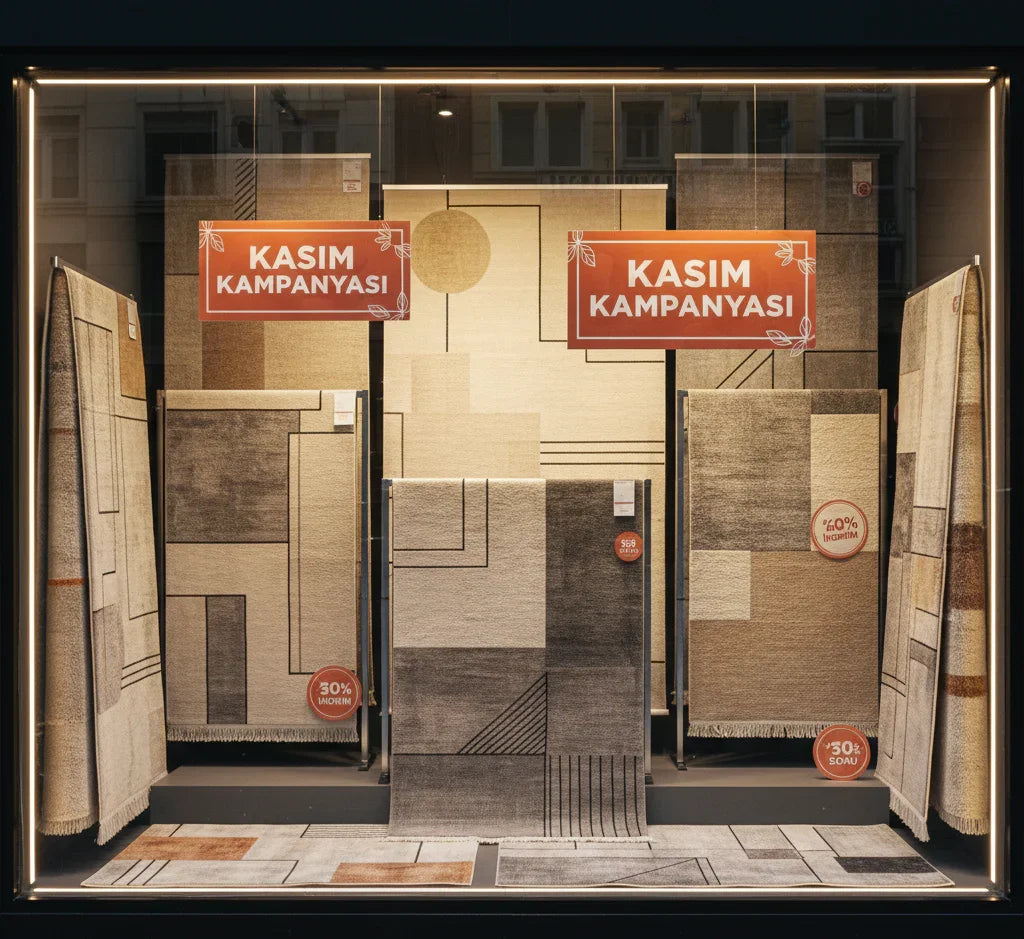 Şahane Kasım indirimleriyle modern halı vitrin görünümü - Pera Halı