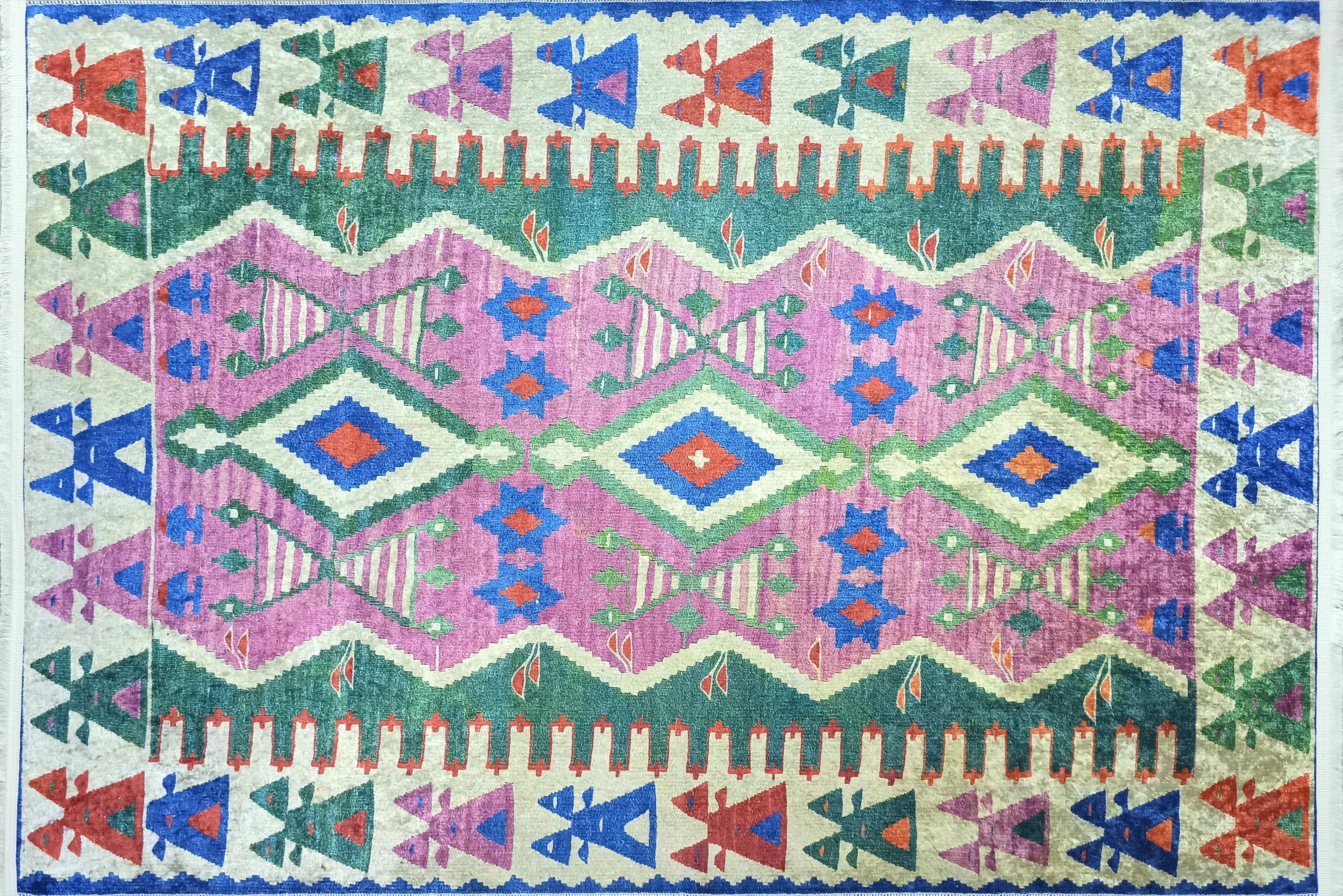 Kilim Tarzı Çok Renkli Modern Bohem Halı