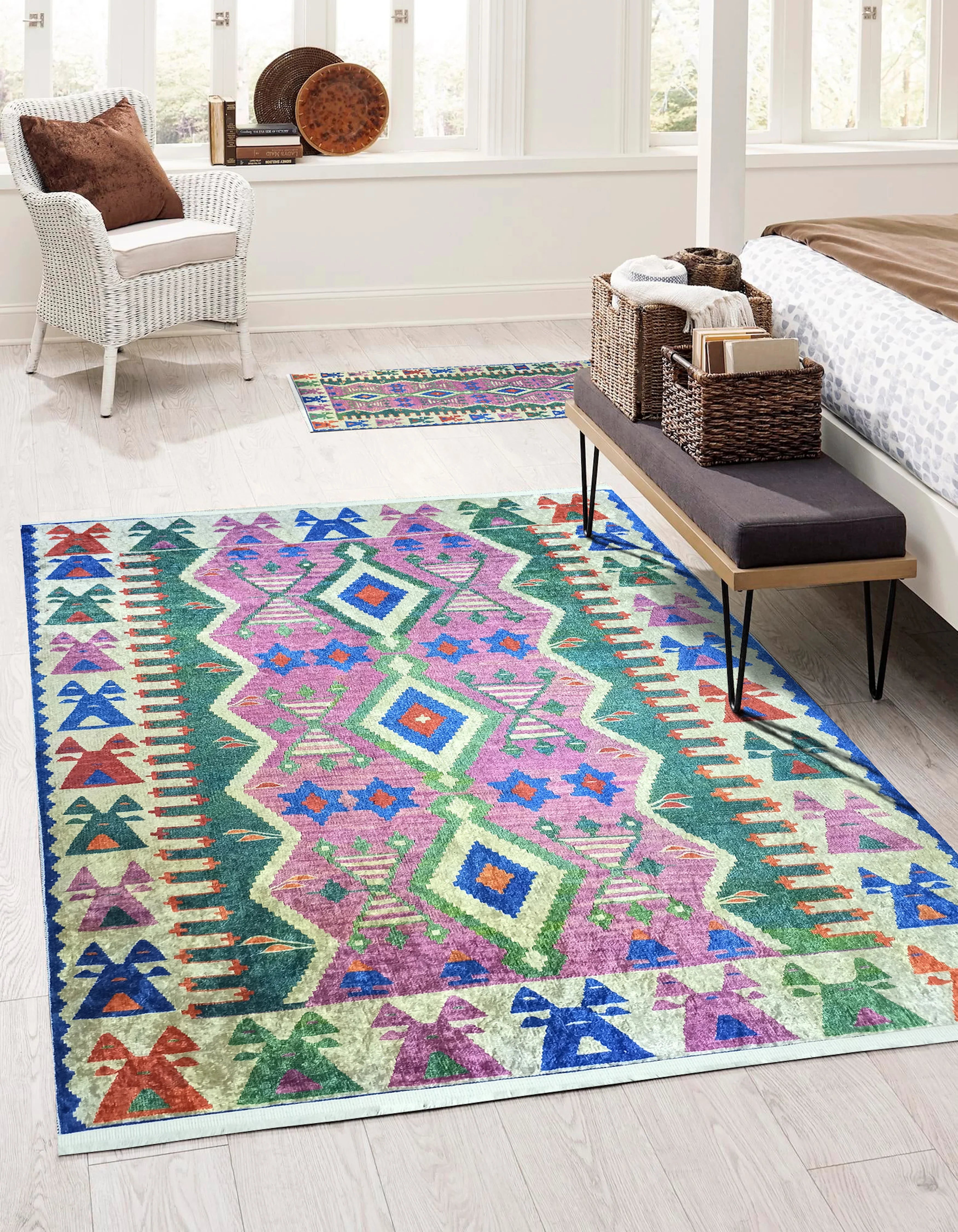 Kilim Tarzı Çok Renkli Modern Bohem Halı