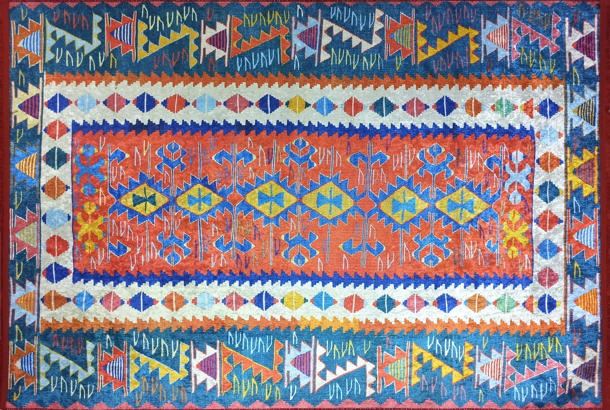 Kilim Tarzı Çok Renkli Modern Çizgili Halı
