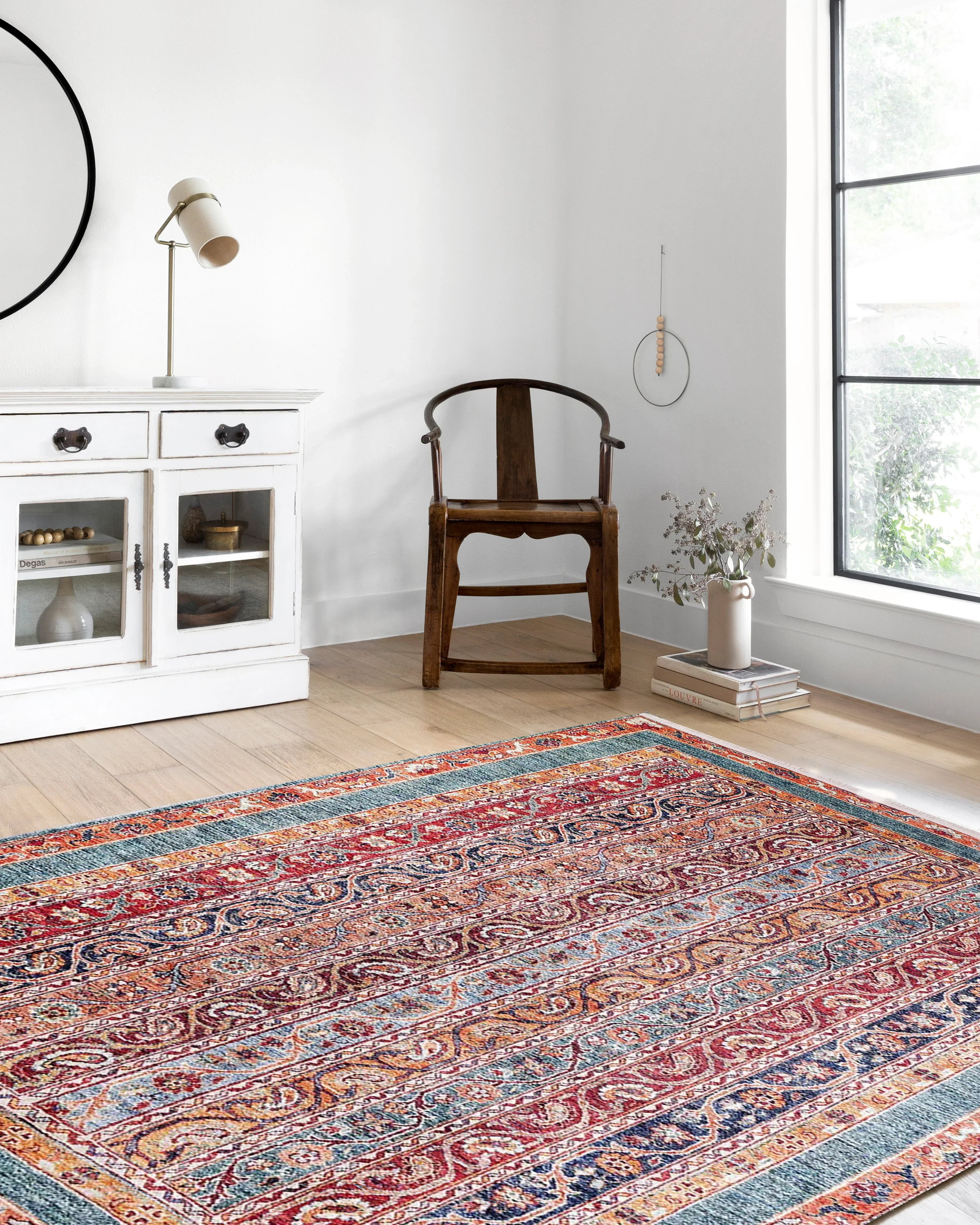 Paisley Şal Desenli Turuncu Kırmızı Halı