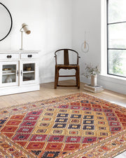 Soluk Turuncu Bej Geometrik Desenli Anadolu Kilim Halı