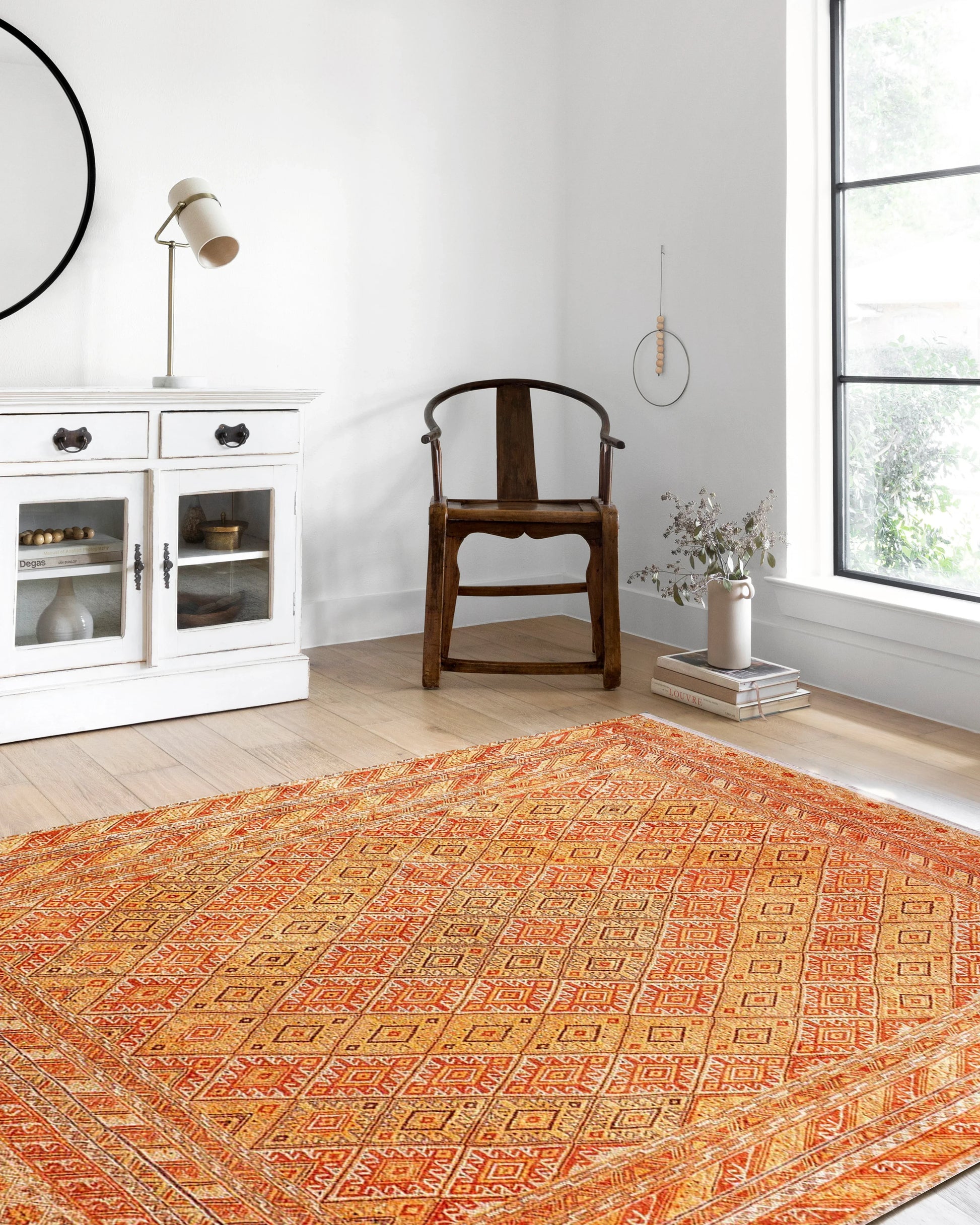 Geometrik Desenli Turuncu Sarı Kilim Halı