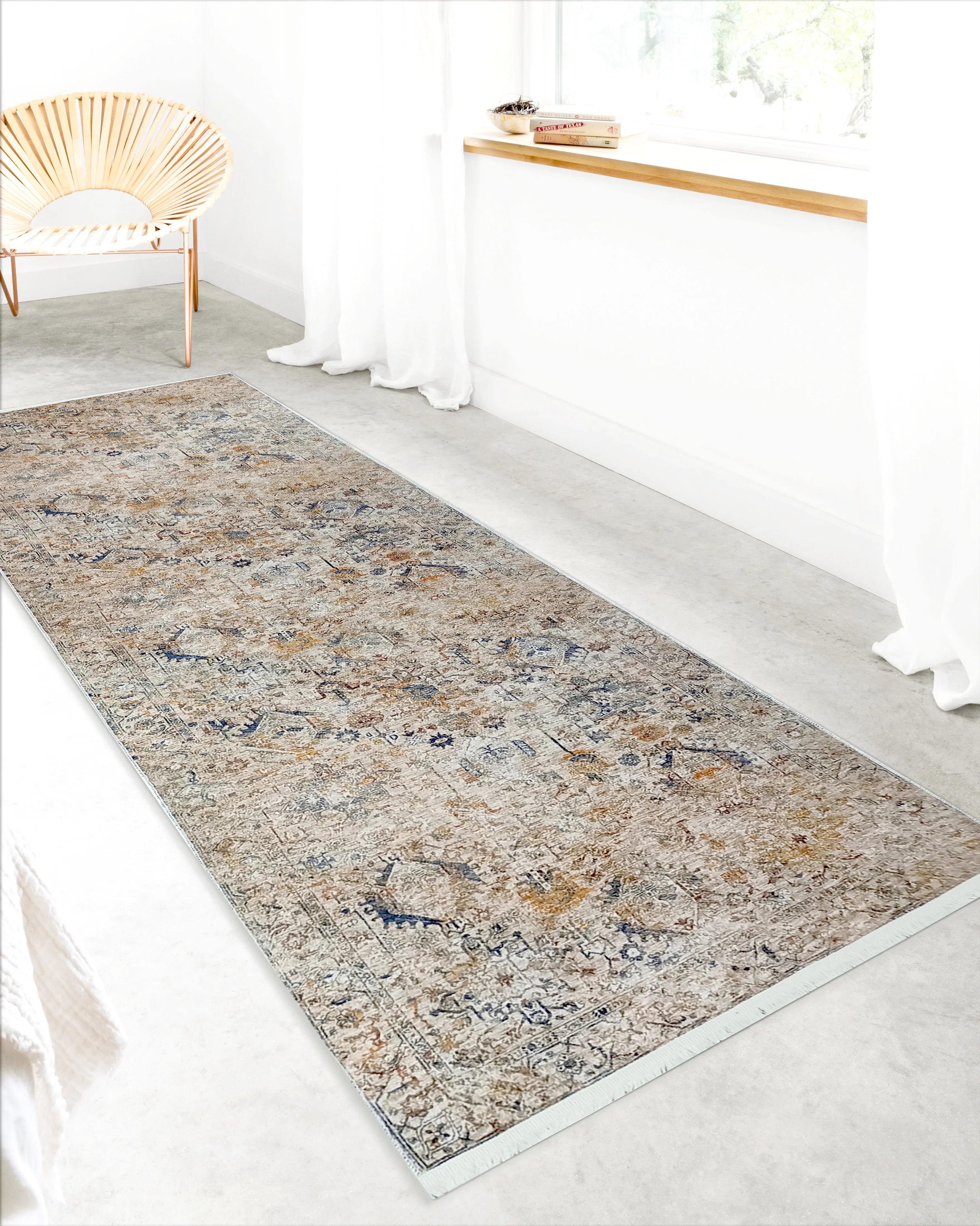 İran Kahverengi Bej Vintage Halı