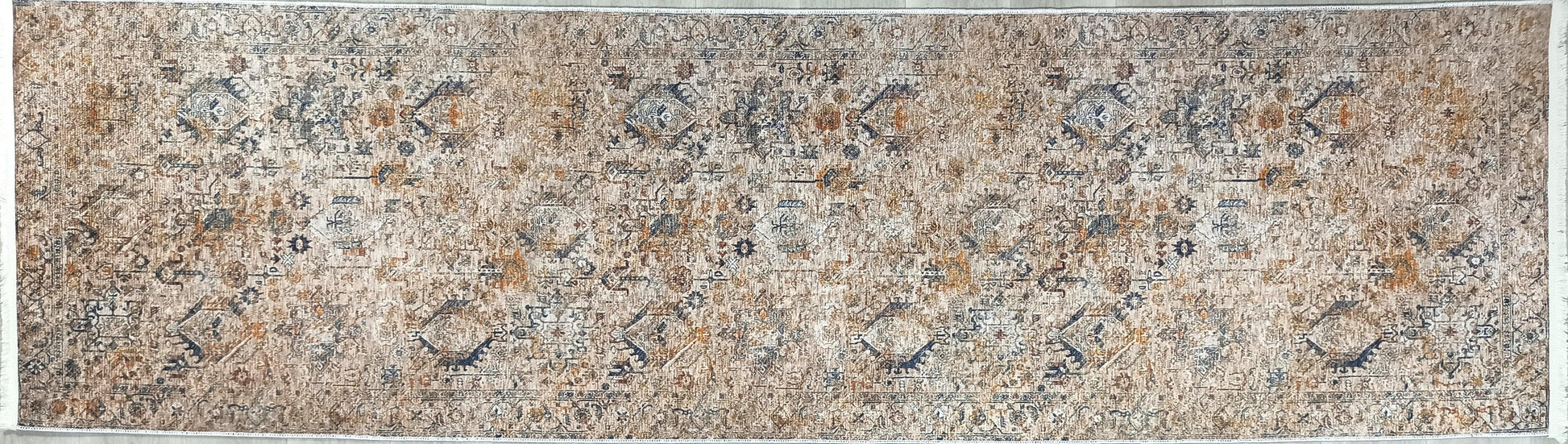 İran Kahverengi Bej Vintage Halı