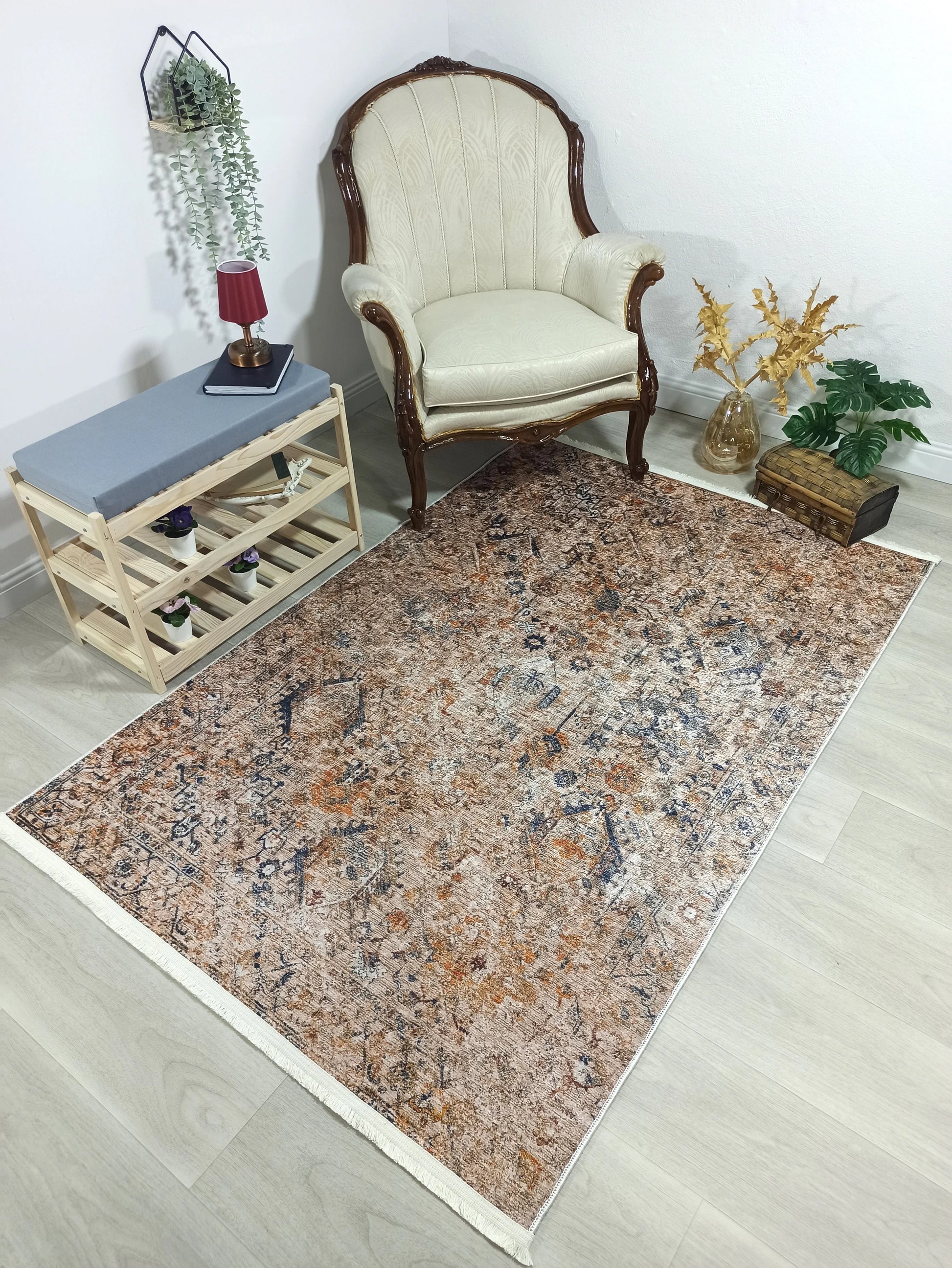 İran Kahverengi Bej Vintage Halı