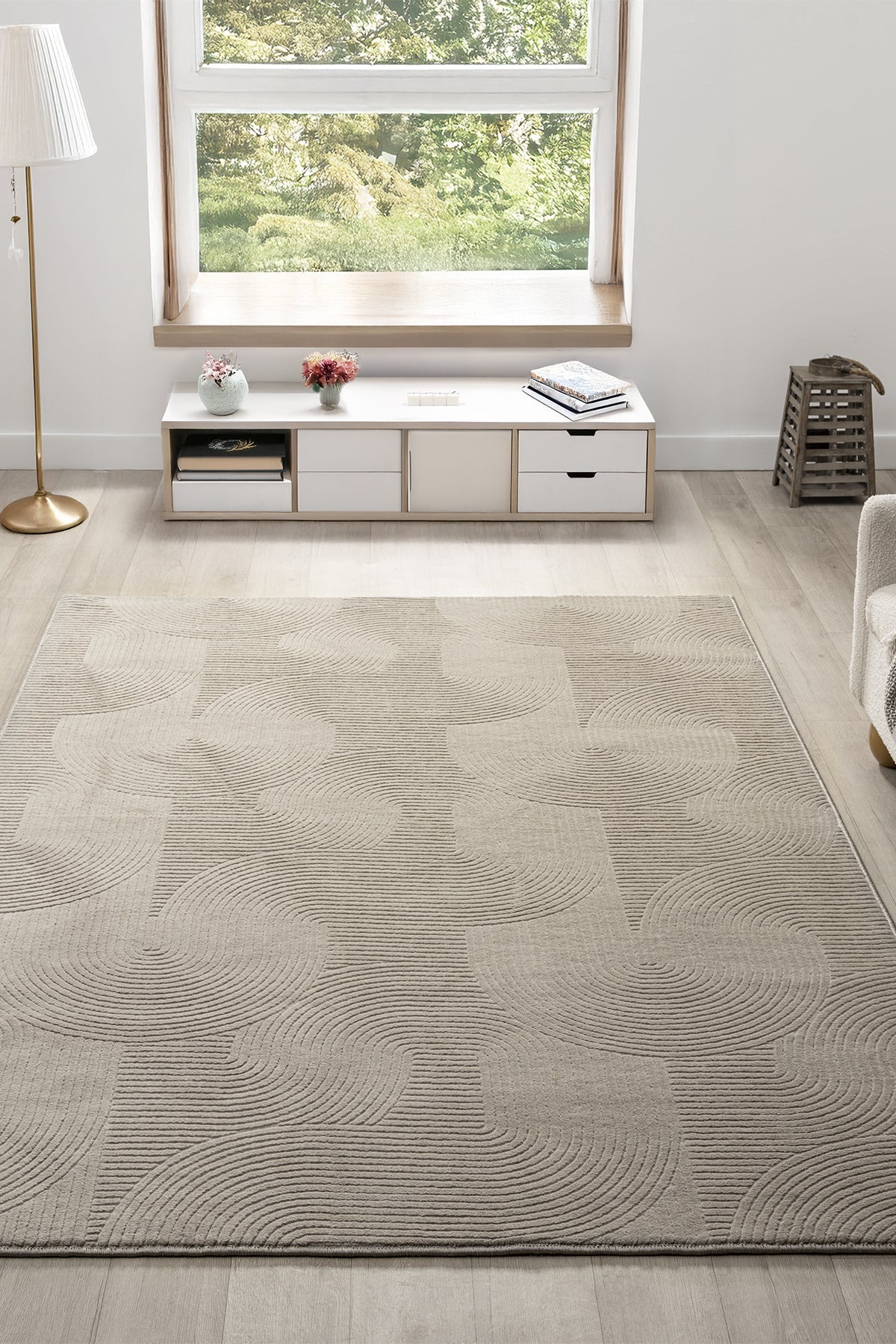 Earth Beige Modern Non-Slip Based Short Pile Washable Carpet