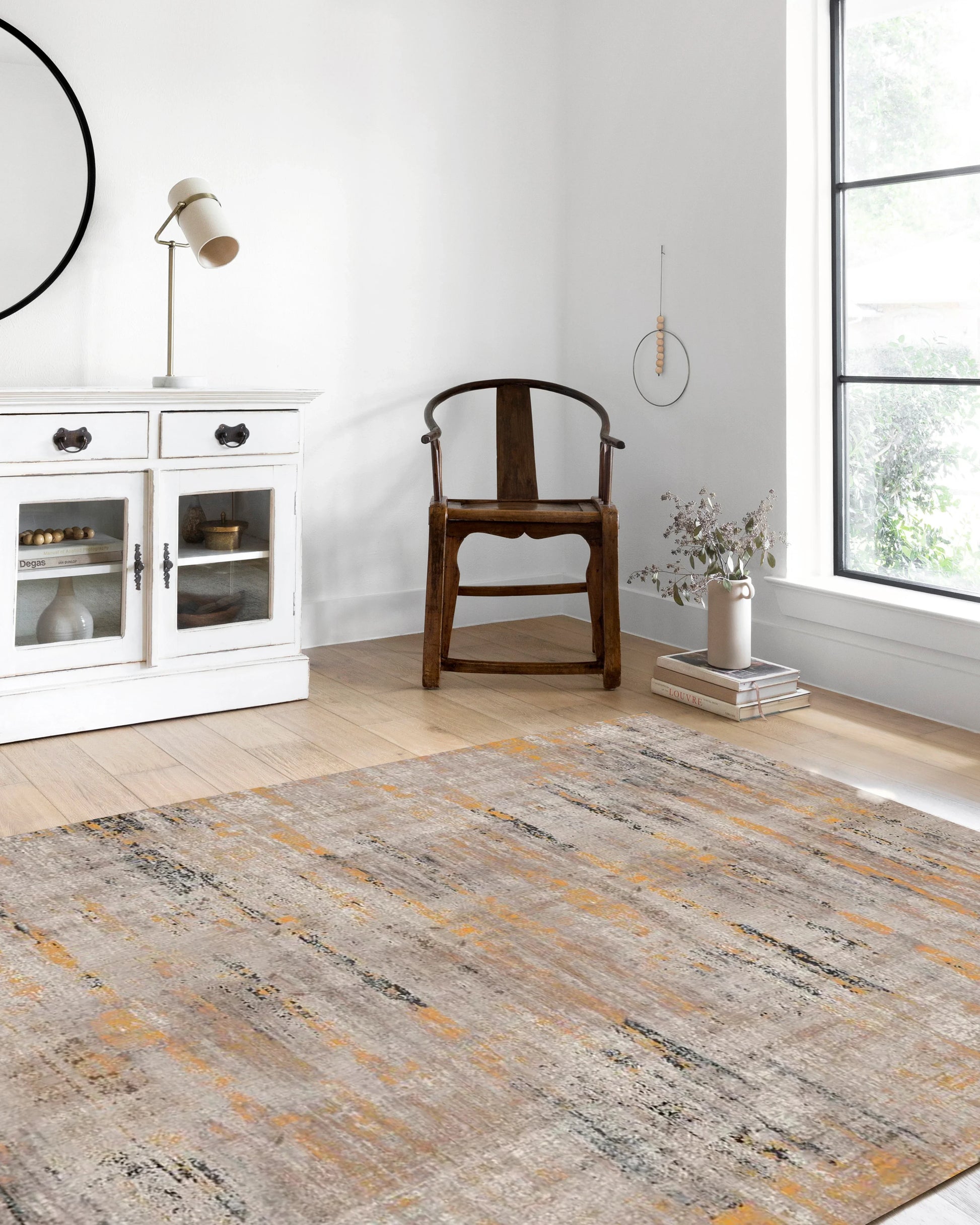 Abstract Desenli Turuncu Bej Modern Halı