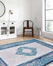 Madalyon Mavi Krem Halı