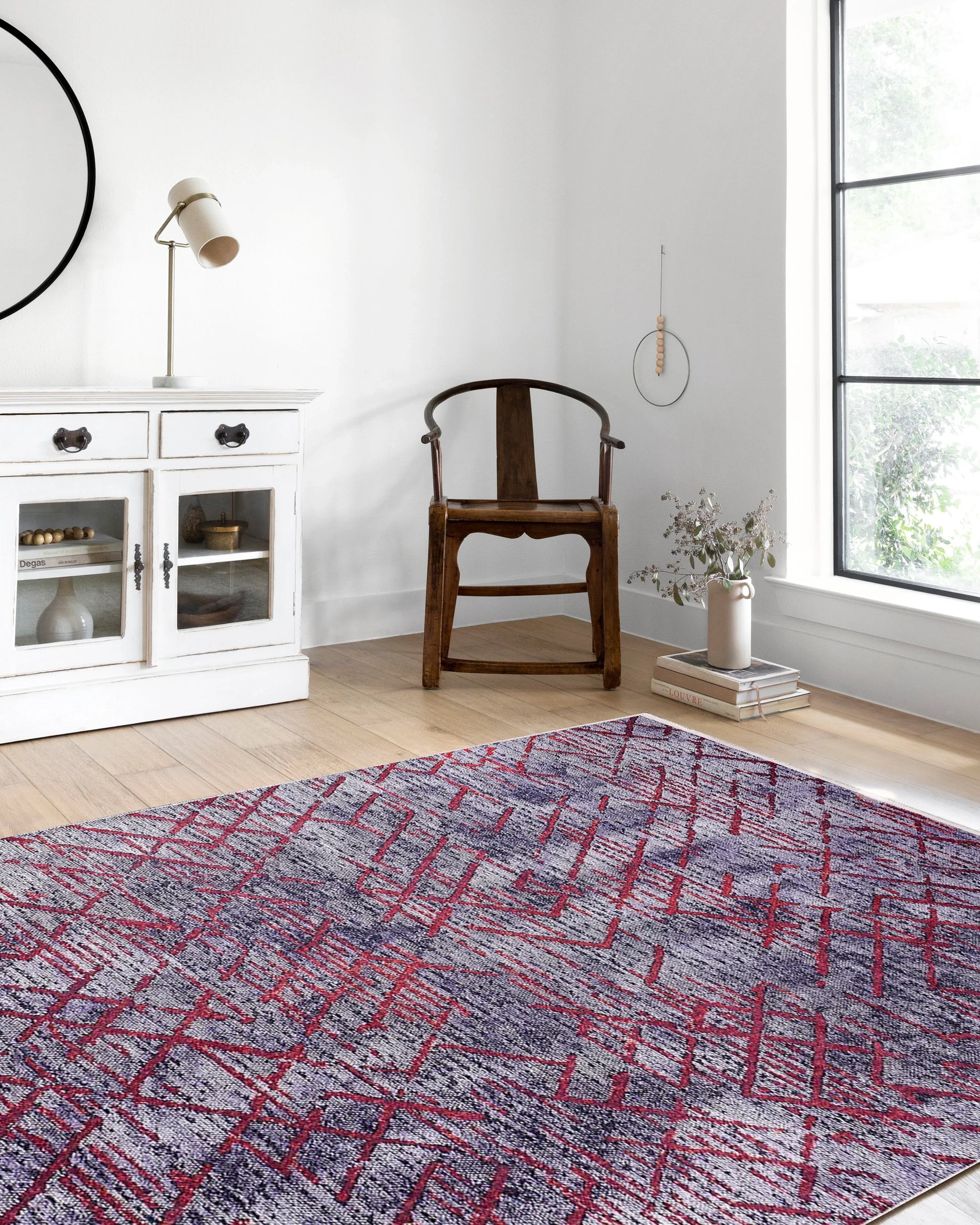 Eskitme Lacivert Kırmızı Bohem Halı