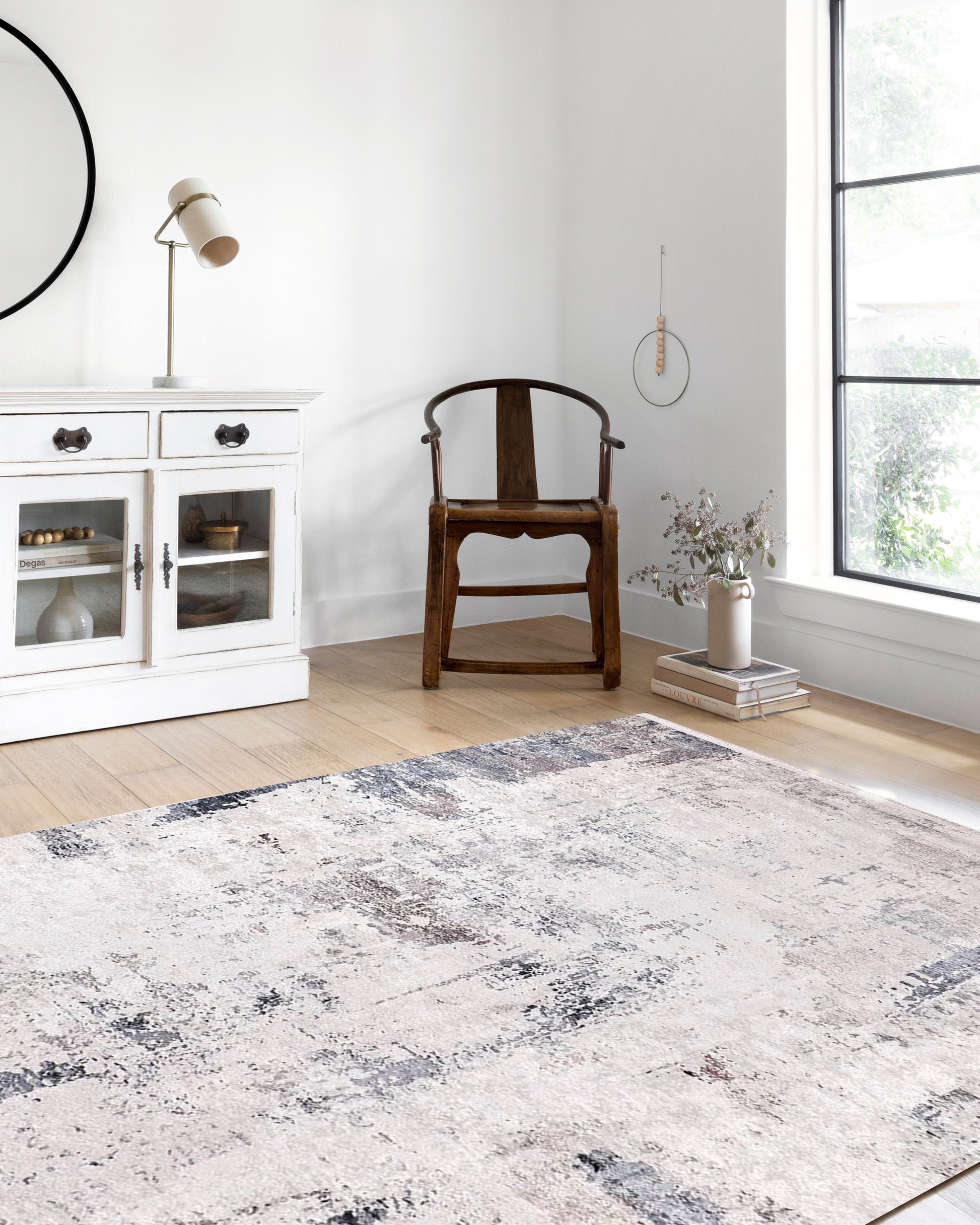 Eskitme Gri Krem Abstract Desenli Halı - Pera Halı