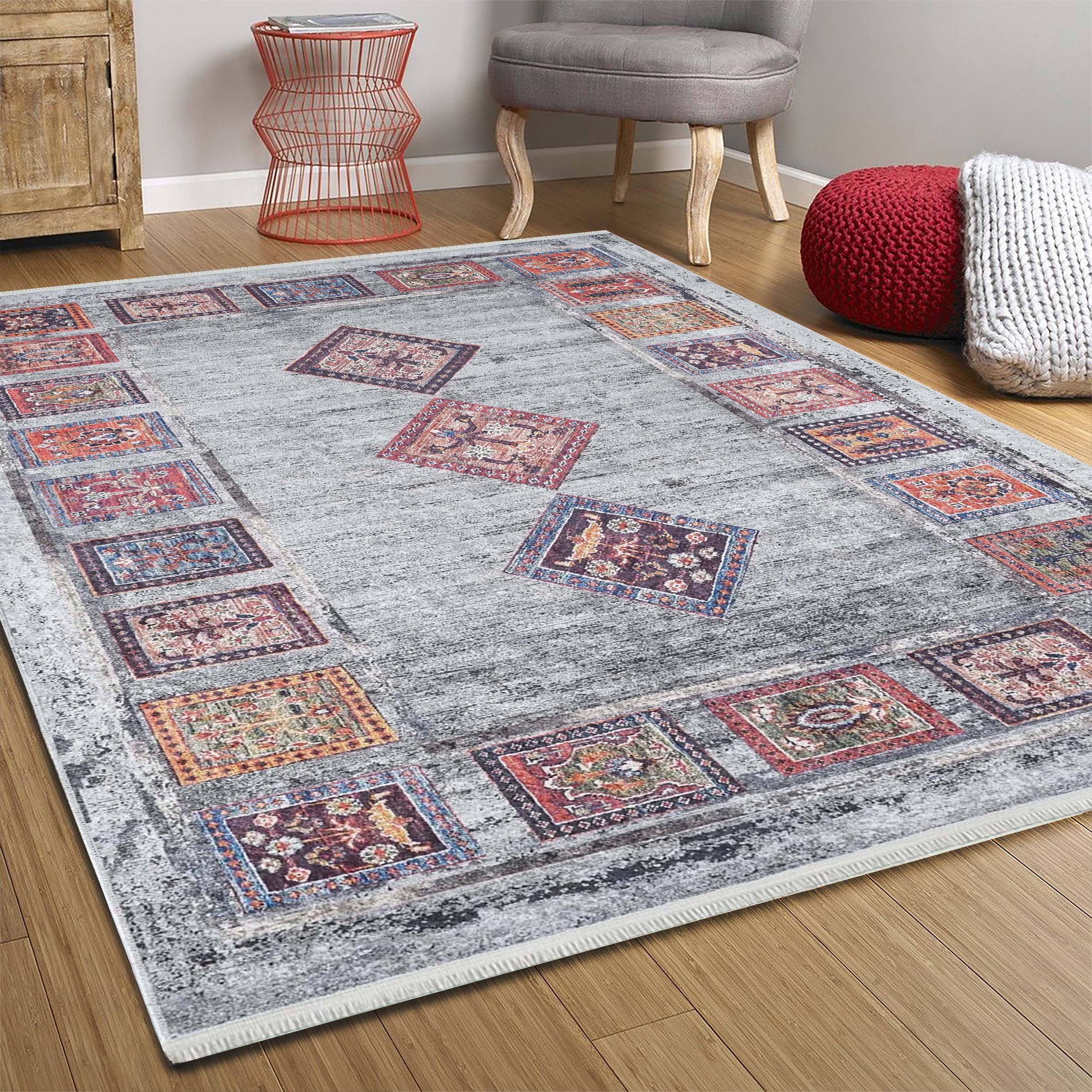 Gri Antik Bohem Halı