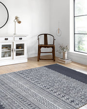 Gri Etnik Desenli Geometrik Anadolu Kilim Halı