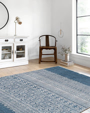 Mavi Etnik Desenli Anadolu Kilim Halı