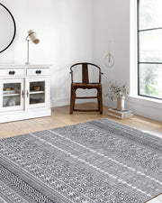 Gri Siyah Geometrik Desenli Halı