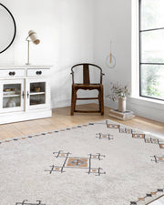 Bej Kırmızı Madalyon Desenli Anadolu Halı