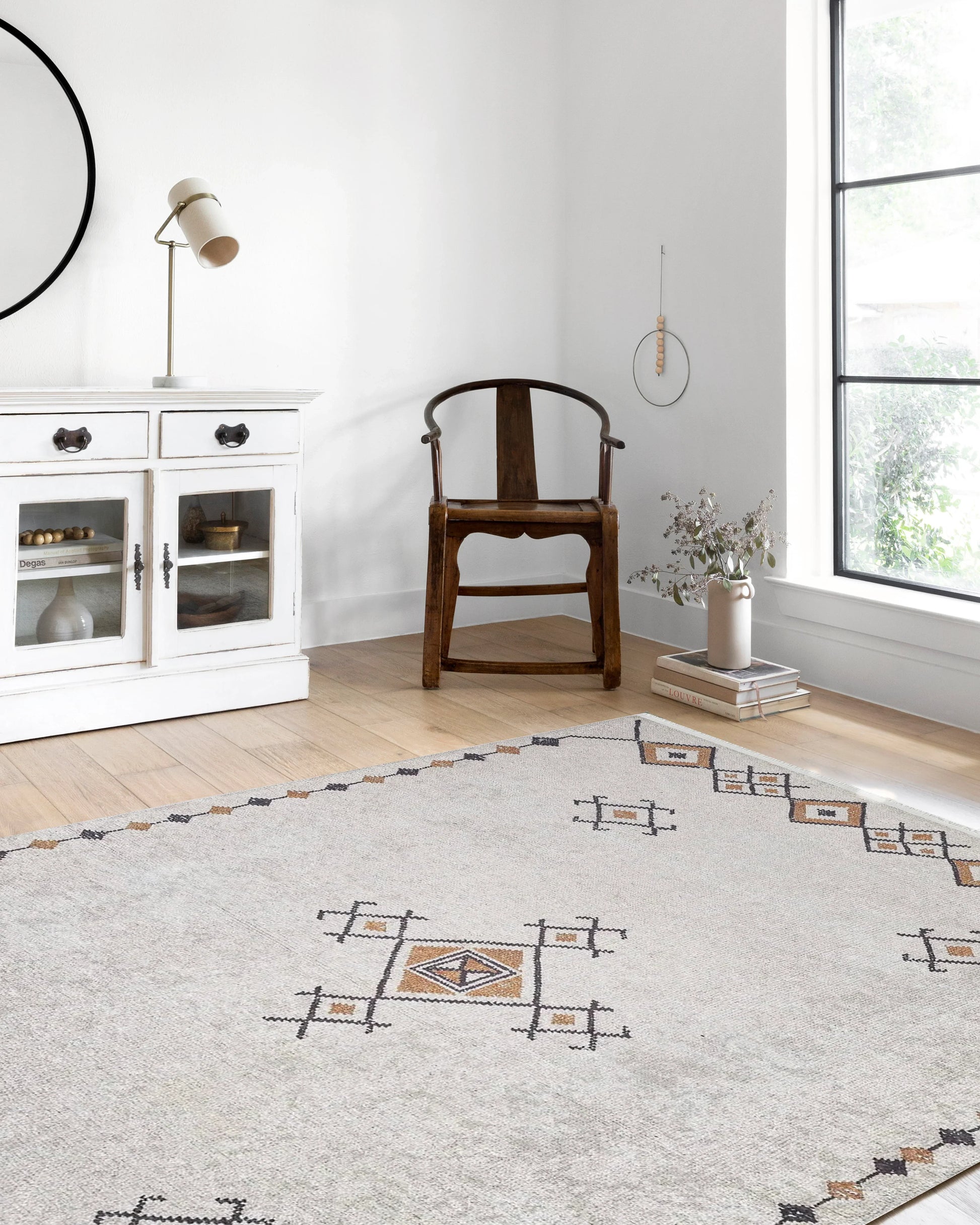 Bej Kırmızı Madalyon Desenli Anadolu Halı