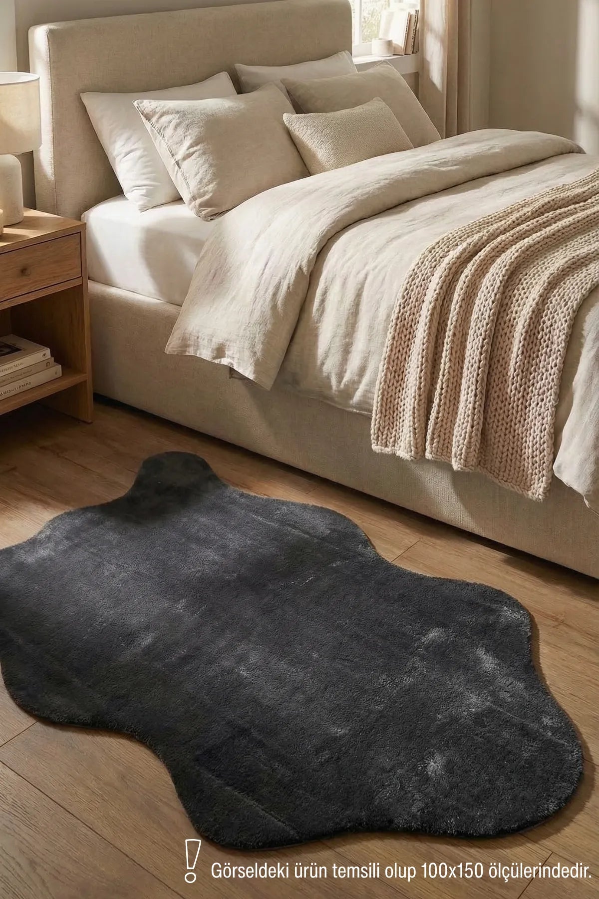 Antrasit Post Şeklinde Peluş Halı