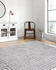 Geometrik Desenli Bej Kahverengi - Siyah Beyaz Modern Halı