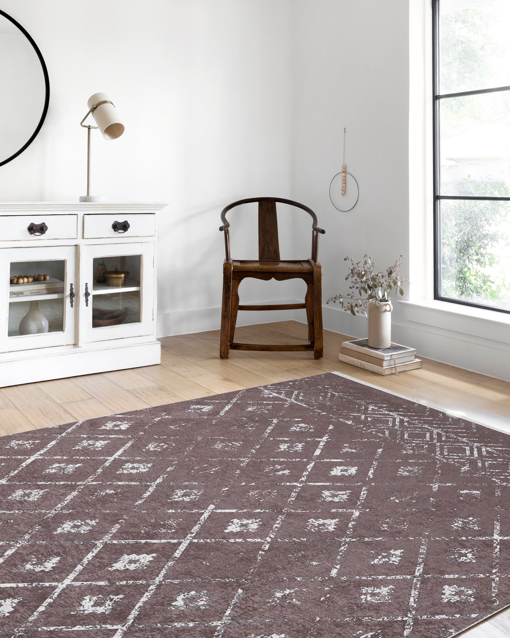 Kahverengi Geometrik Antika Benzersiz Vintage Halı - Pera Halı