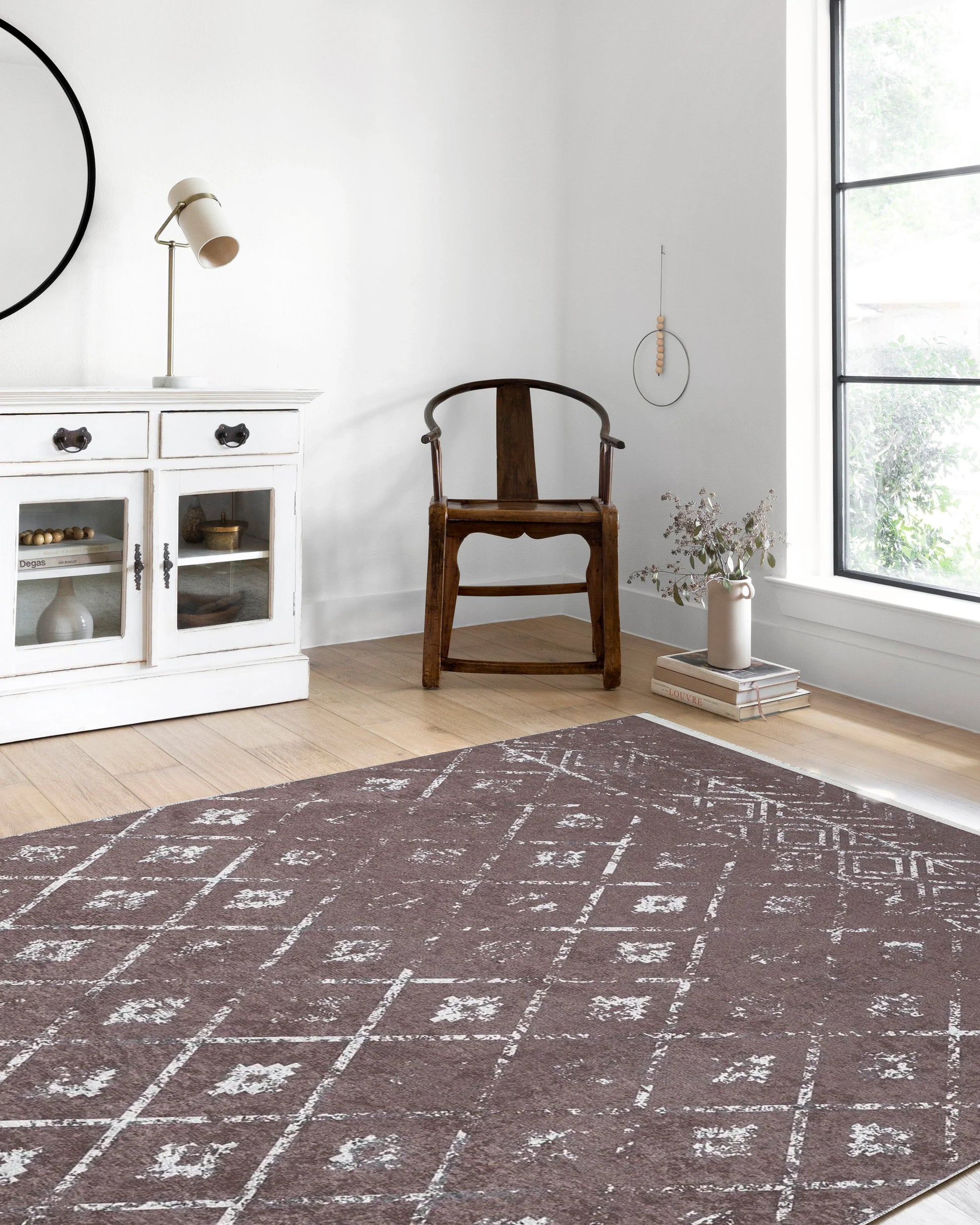 Kahverengi Geometrik Antika Benzersiz Vintage Halı