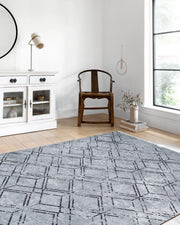 Gri Geometrik Vintage Antika Halı