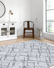 Açık Gri Geometrik Antika Halı