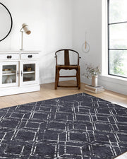 Siyah Gri Geometrik Antika Halı