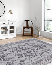 Gri Antik Oryantal Madalyon Halı