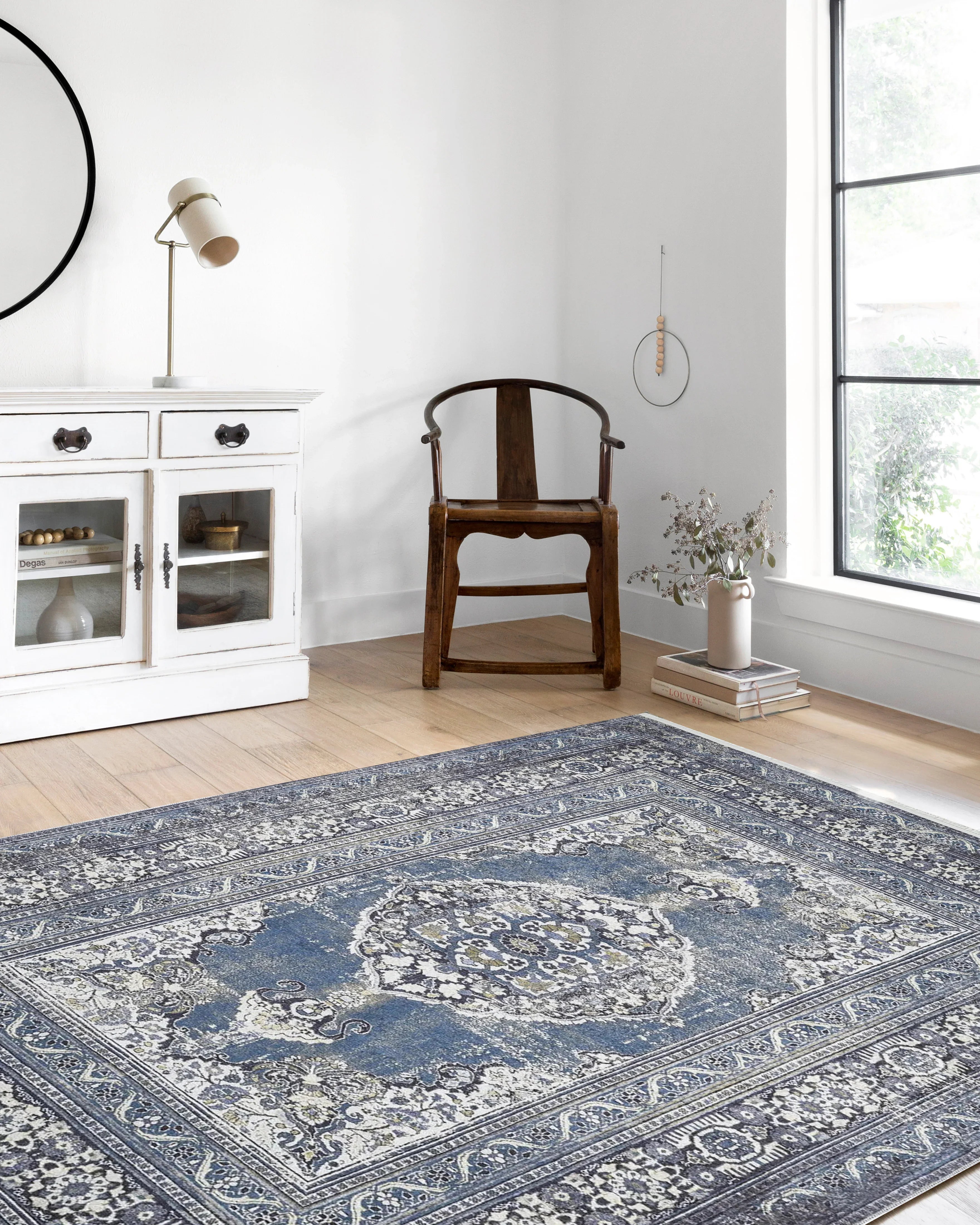 Mavi Madalyon Geometrik Halı