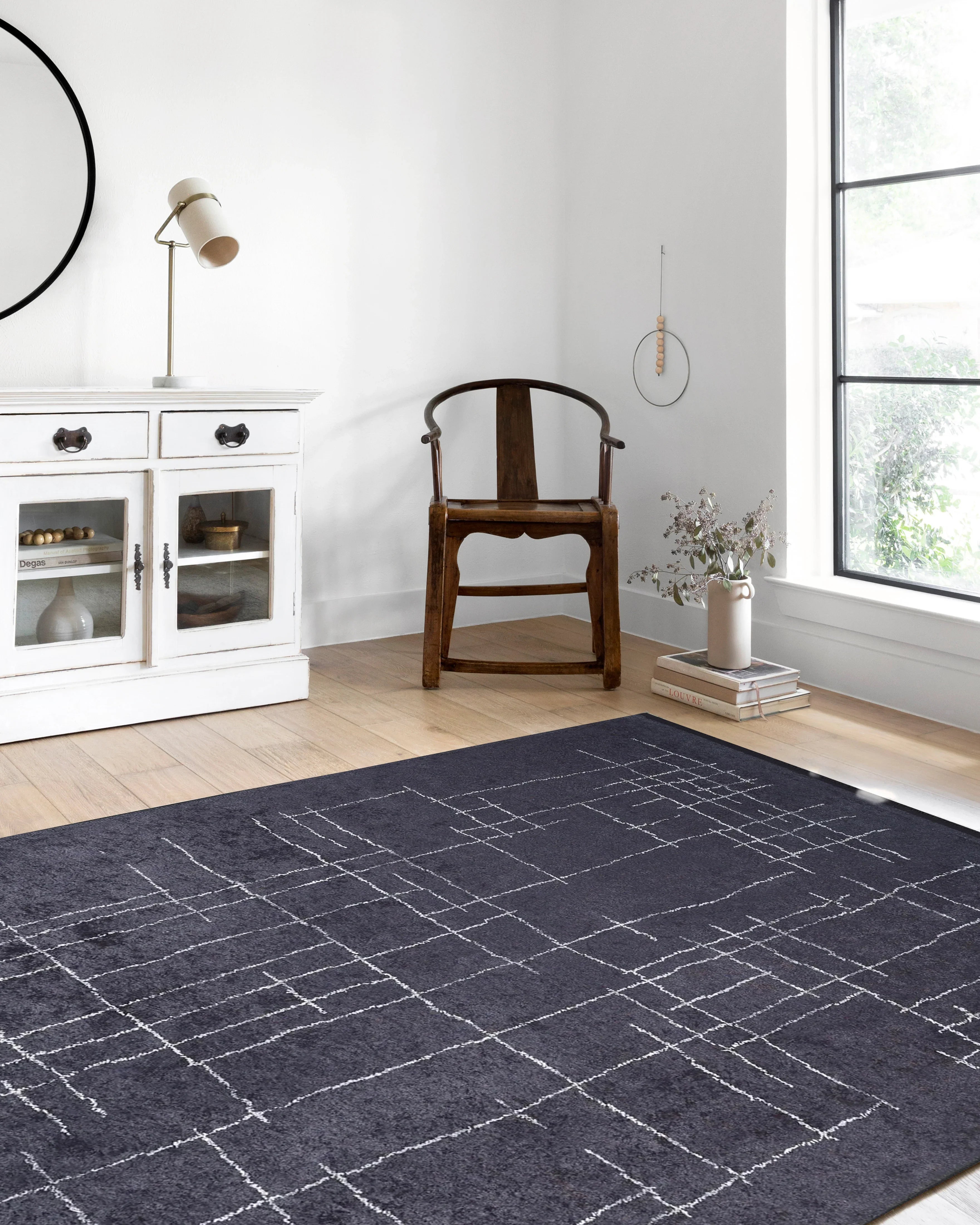 Siyah Beyaz Geometrik Halı