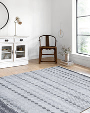 Gri Geometrik Antik Vintage Halı