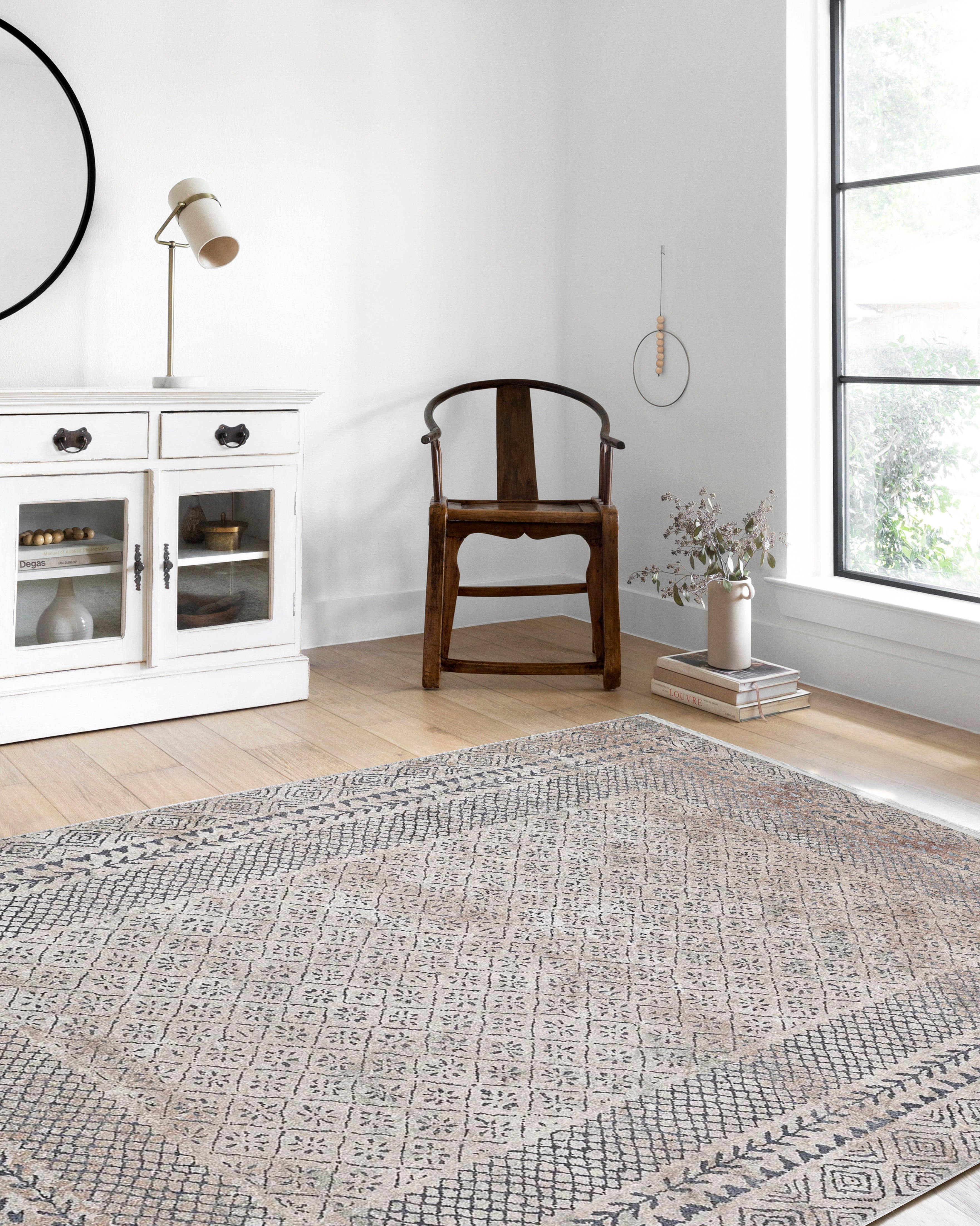 Sade Bej Geometrik Modern Halı - Pera Halı
