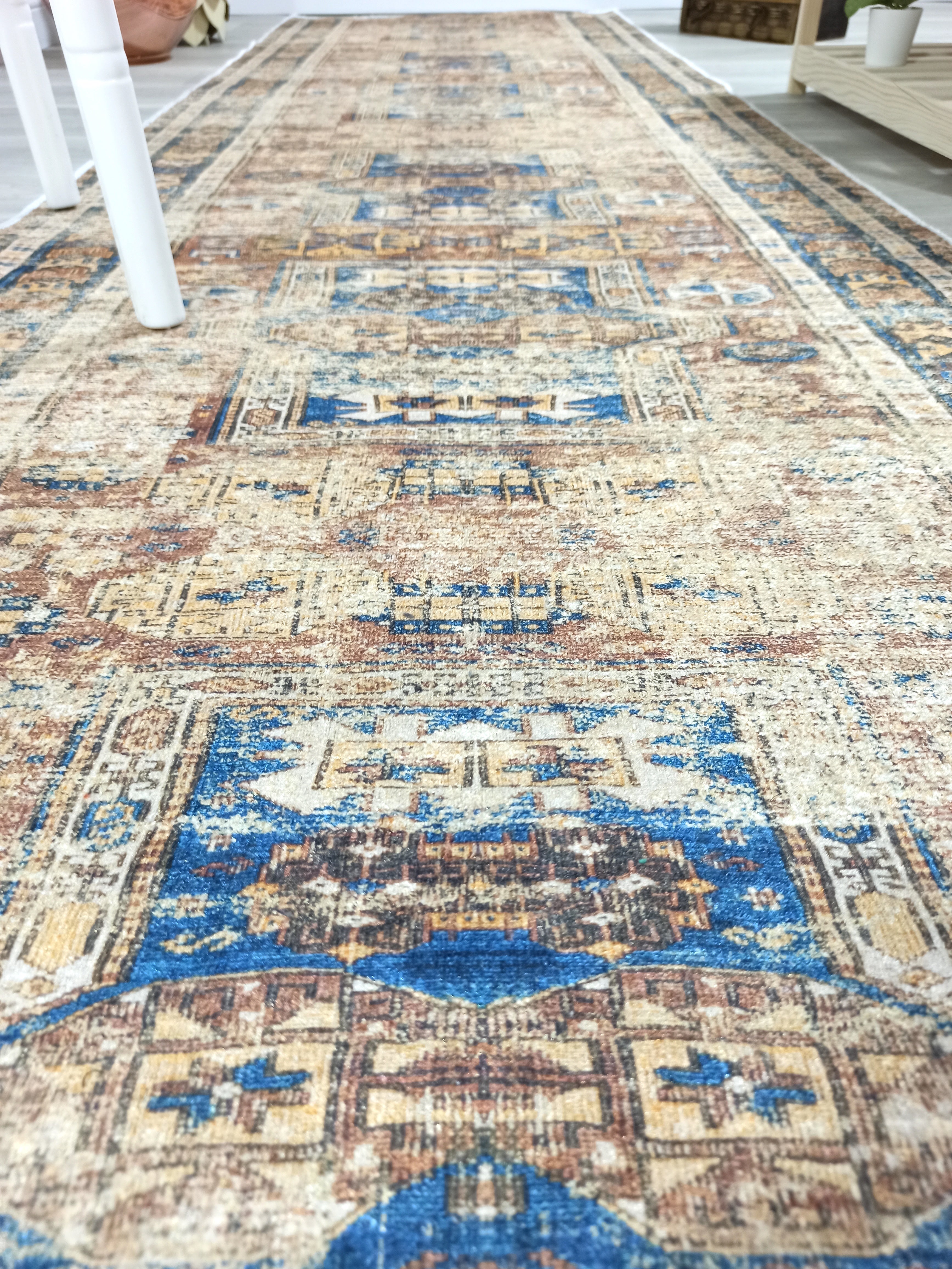 Bohem Mavi Bej Otantik Halı