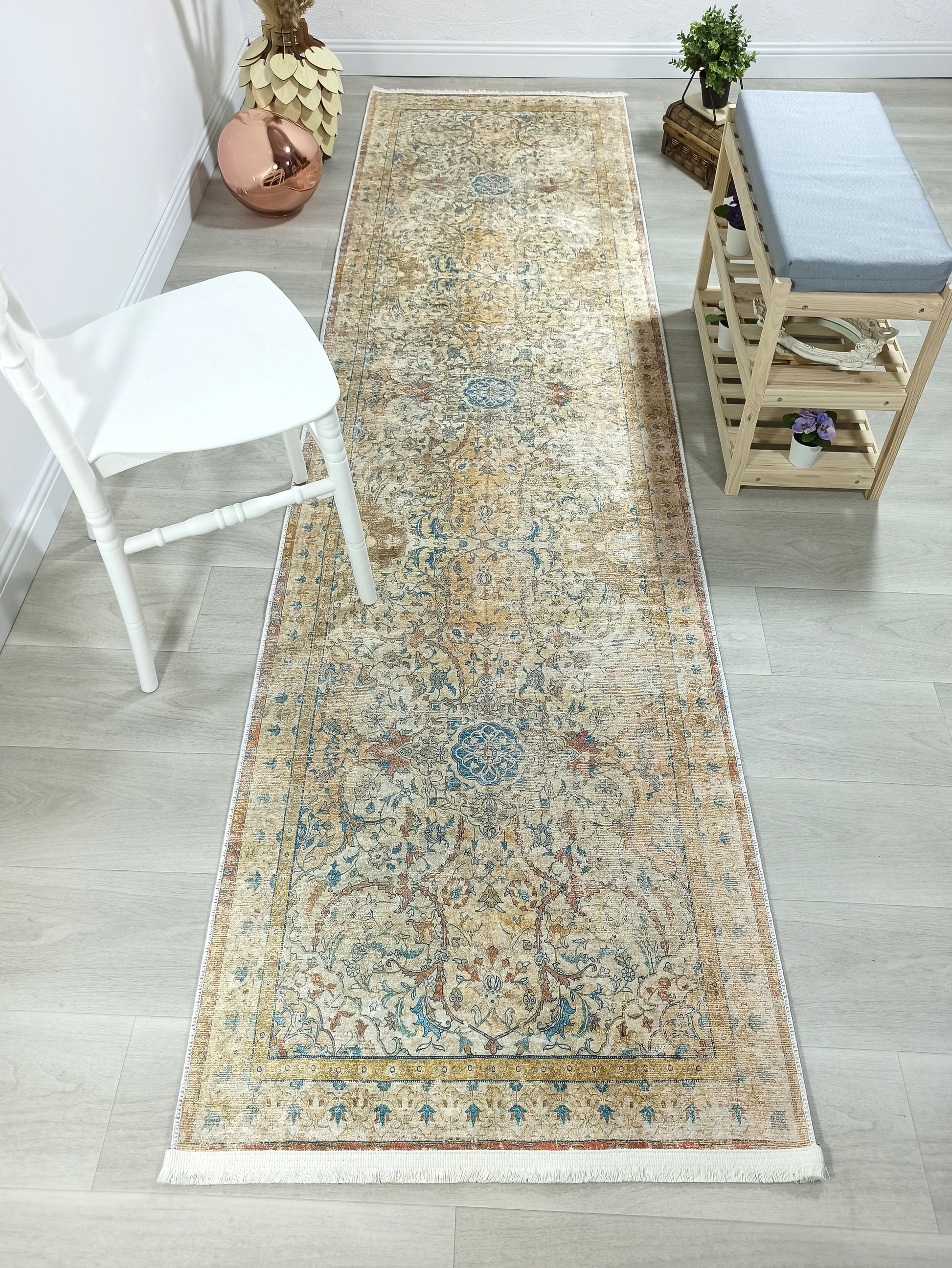 İran Bej Mavi Vintage Halı - Pera Halı