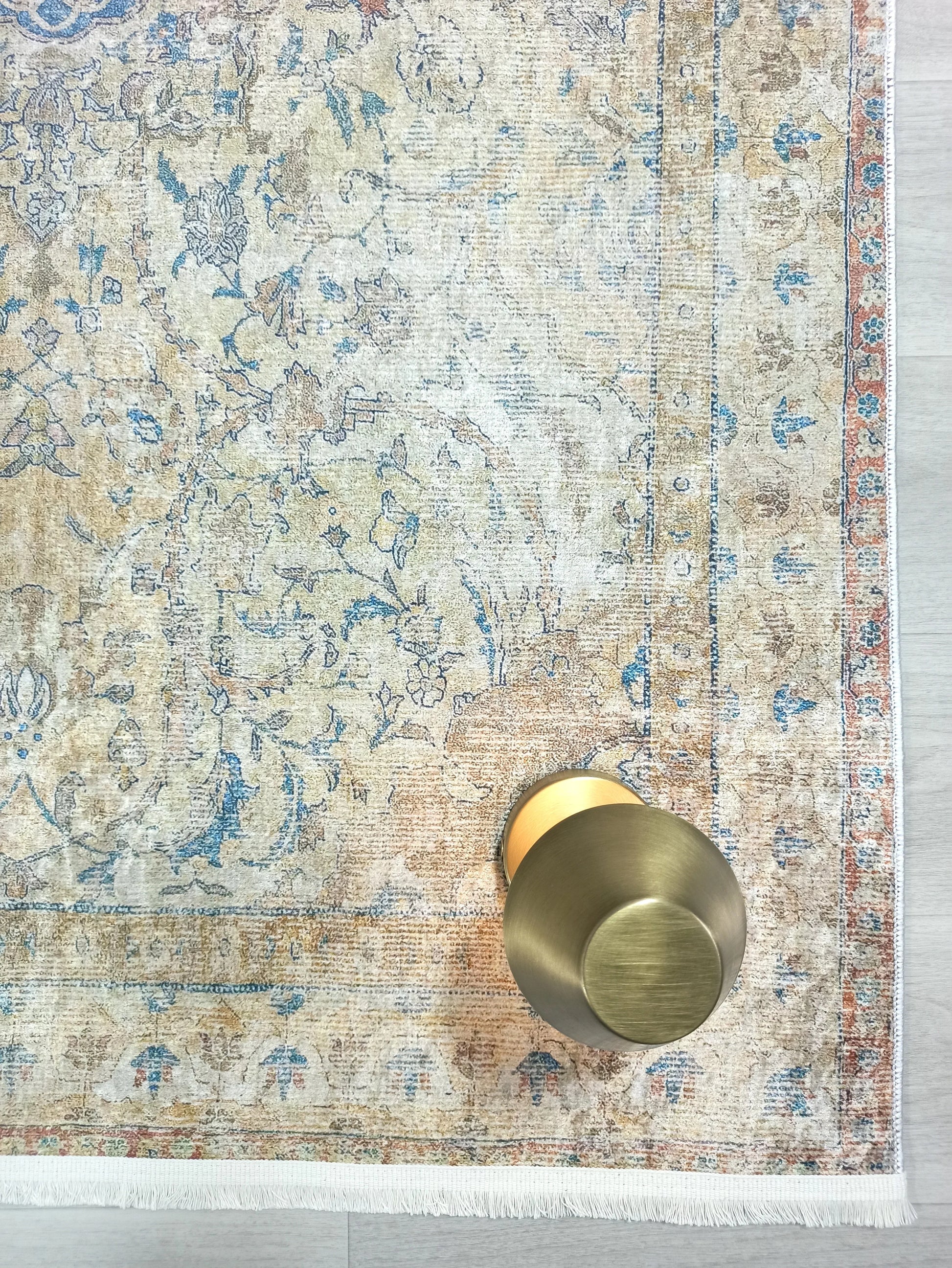 İran Bej Mavi Vintage Halı