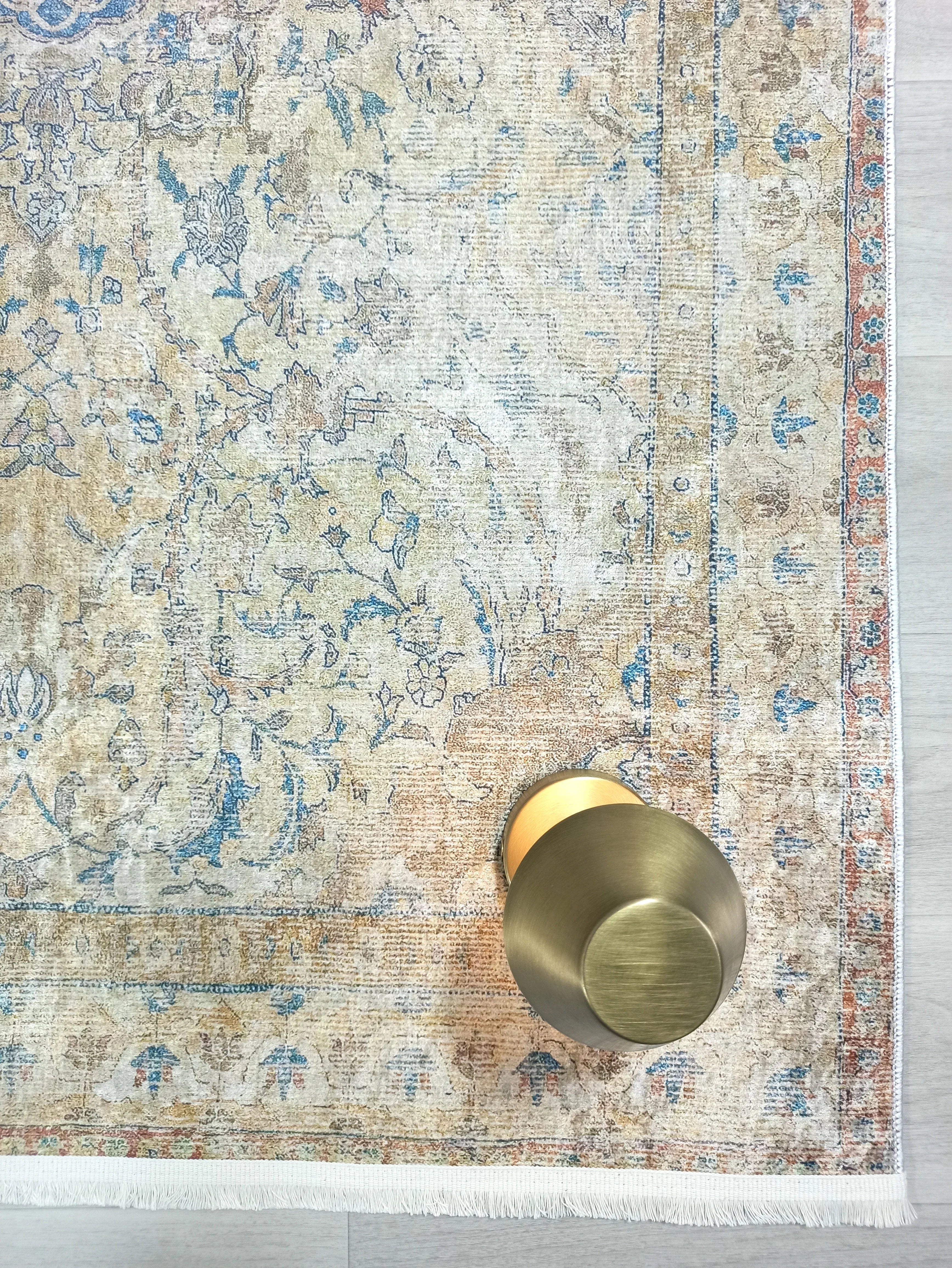 İran Bej Mavi Vintage Halı