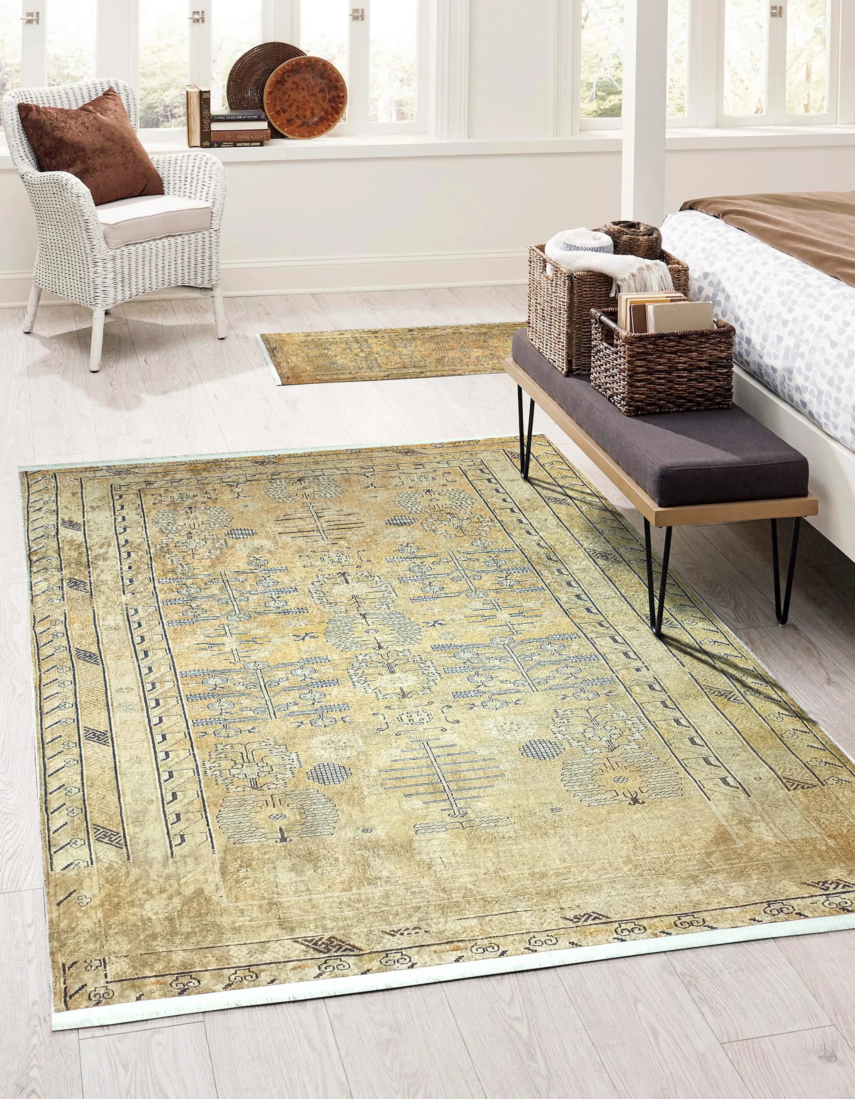 İran Bej Sarı Vintage Halı