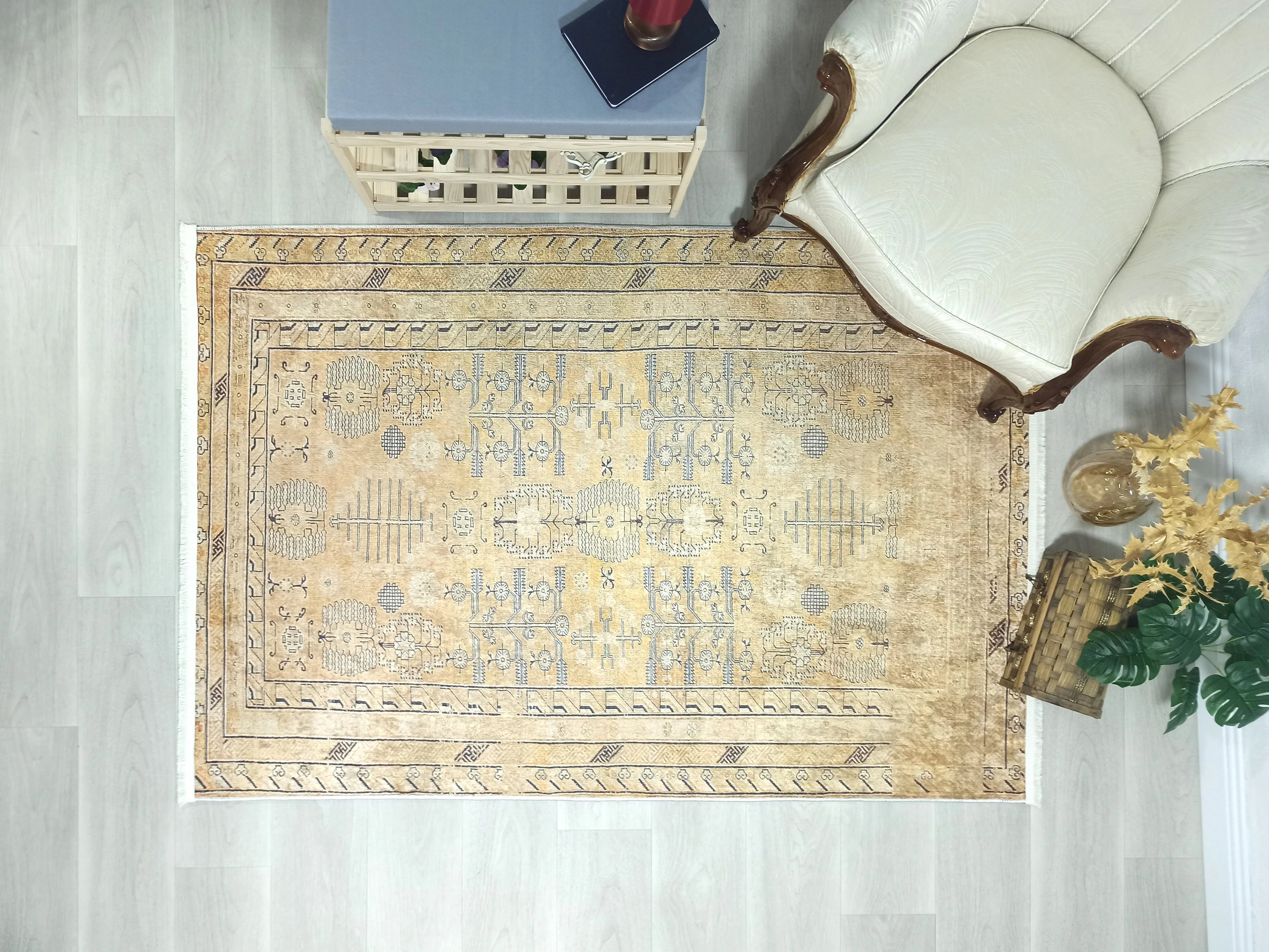 İran Bej Sarı Vintage Halı