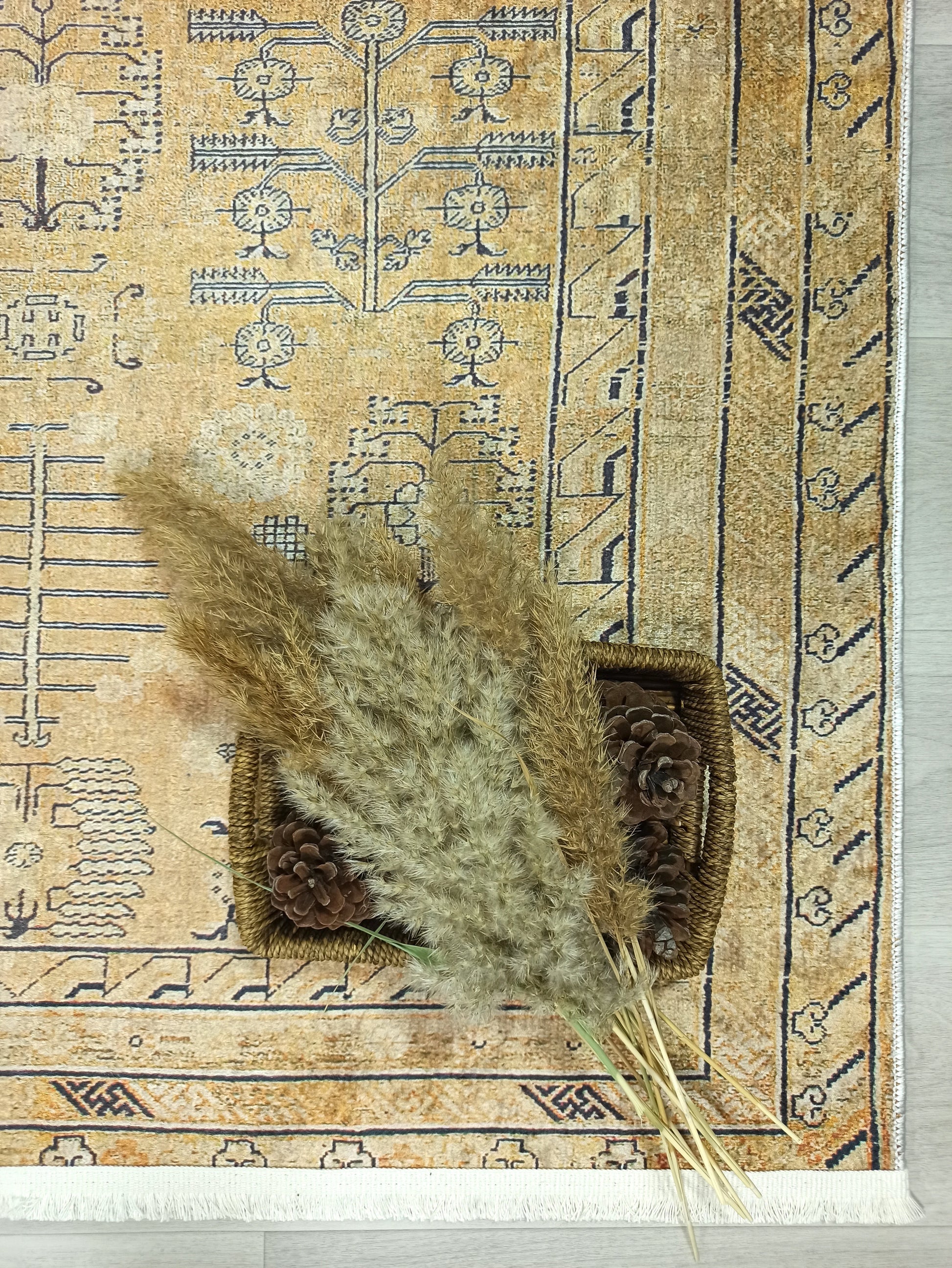 İran Bej Sarı Vintage Halı - Pera Halı