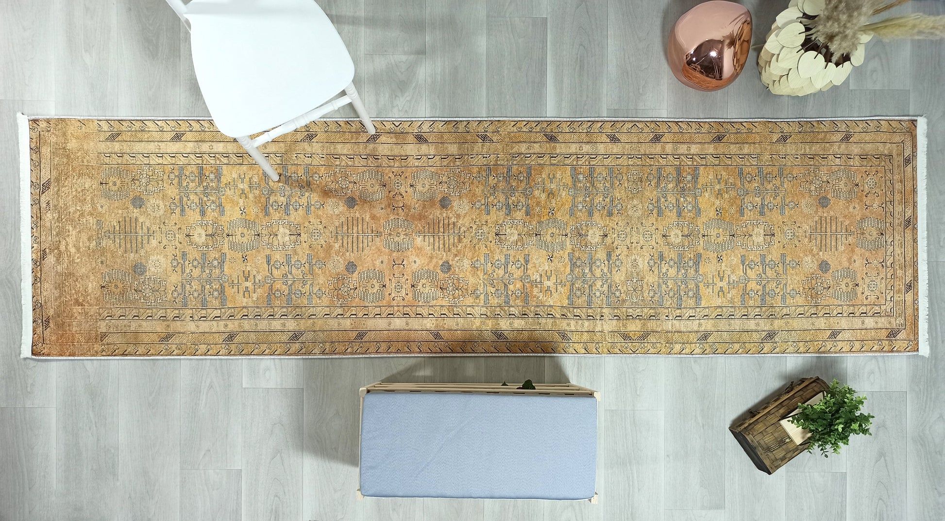 İran Bej Sarı Vintage Halı - Pera Halı