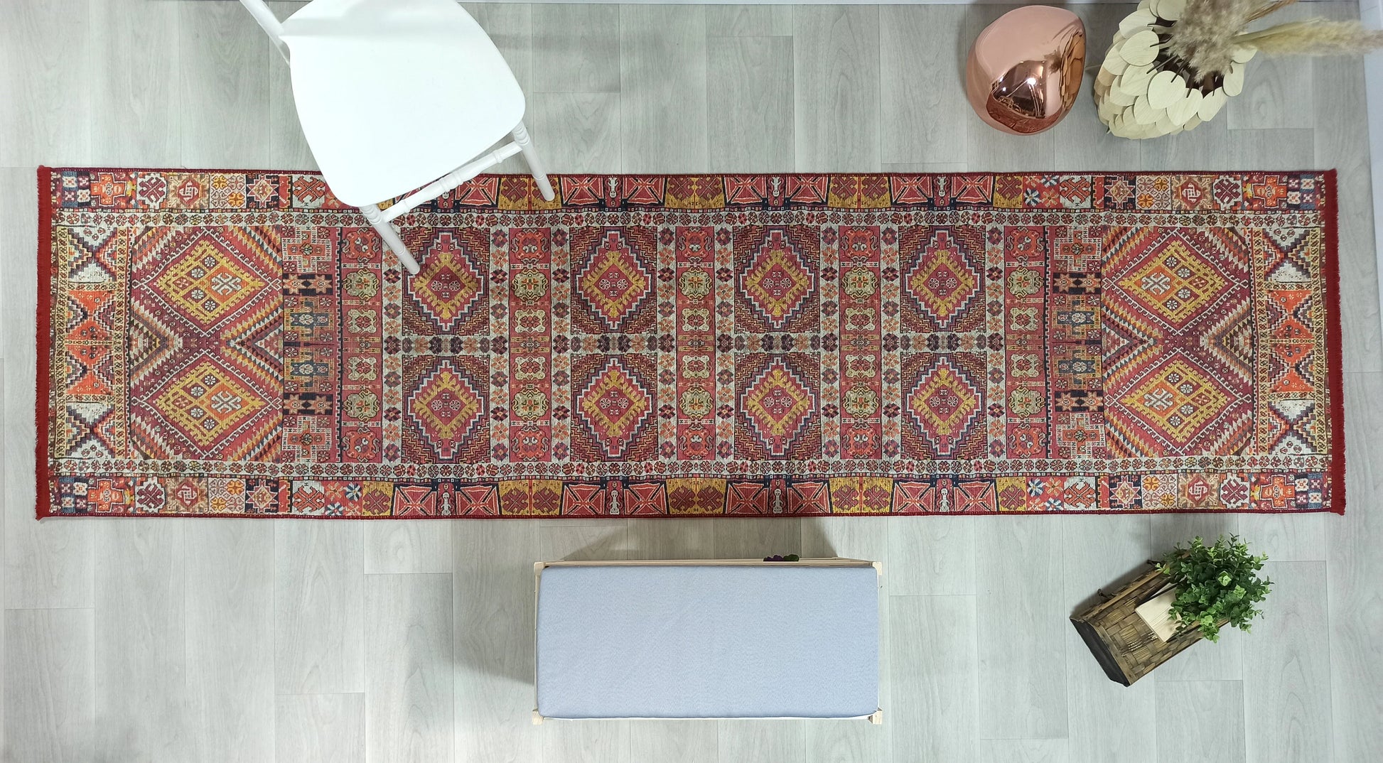 İran Doğal Fildişi Renkli Geometrik Halı