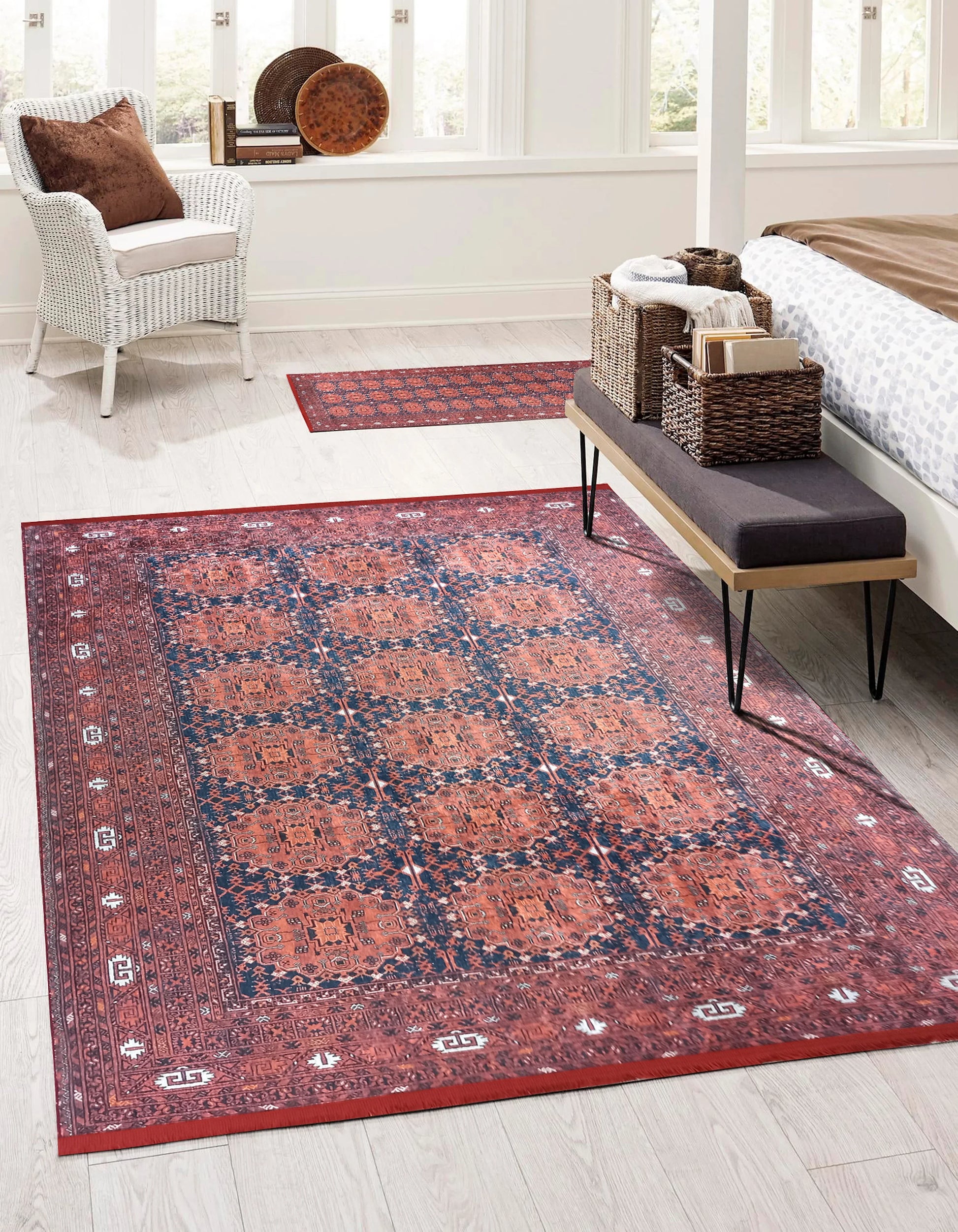 İran Kırmızı Geometrik Desenli Halı