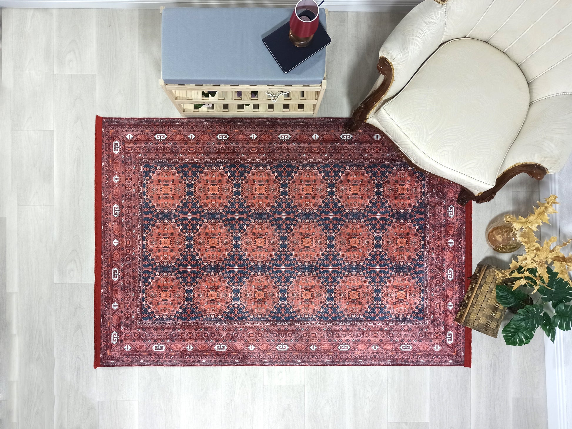 İran Kırmızı Geometrik Desenli Halı - Pera Halı