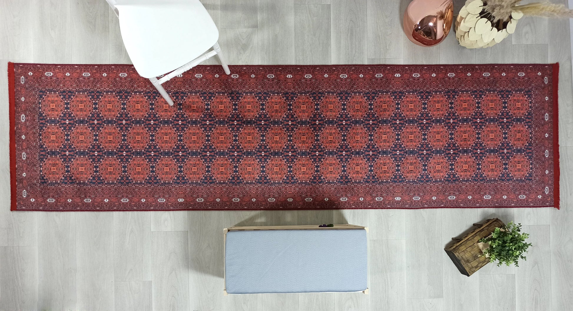 İran Kırmızı Geometrik Desenli Halı