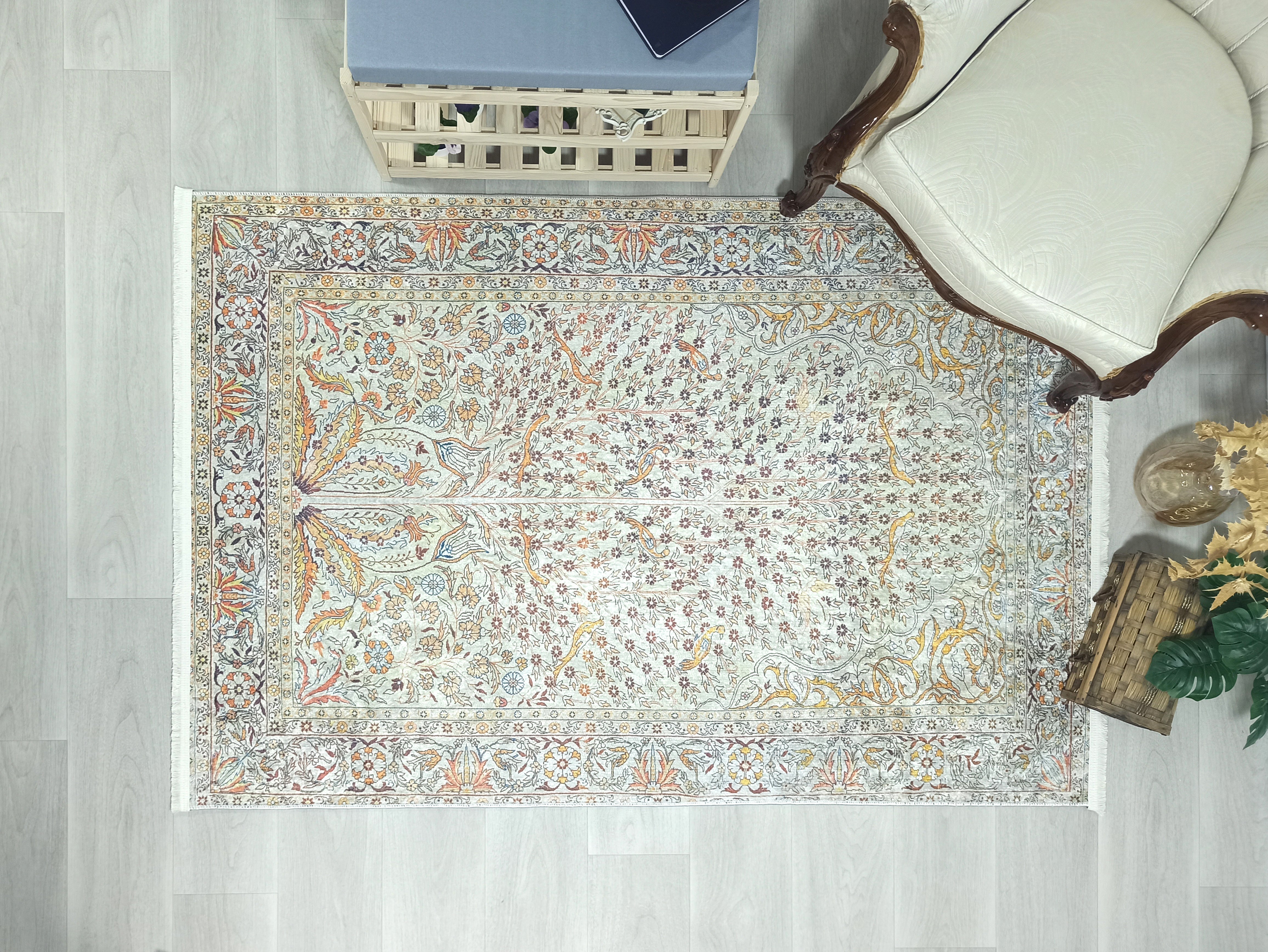 Bej Fildişi Vintage Doğal Halı - Pera Halı