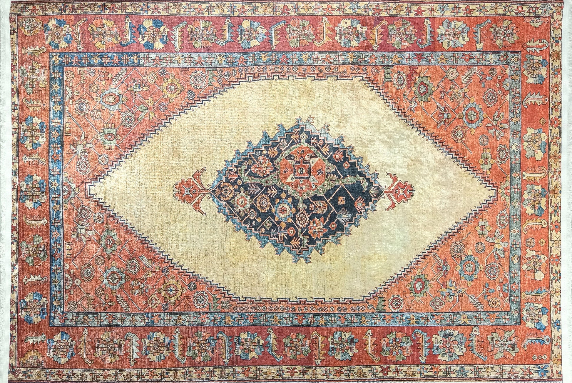 İran Turuncu Bej Vintage Halı