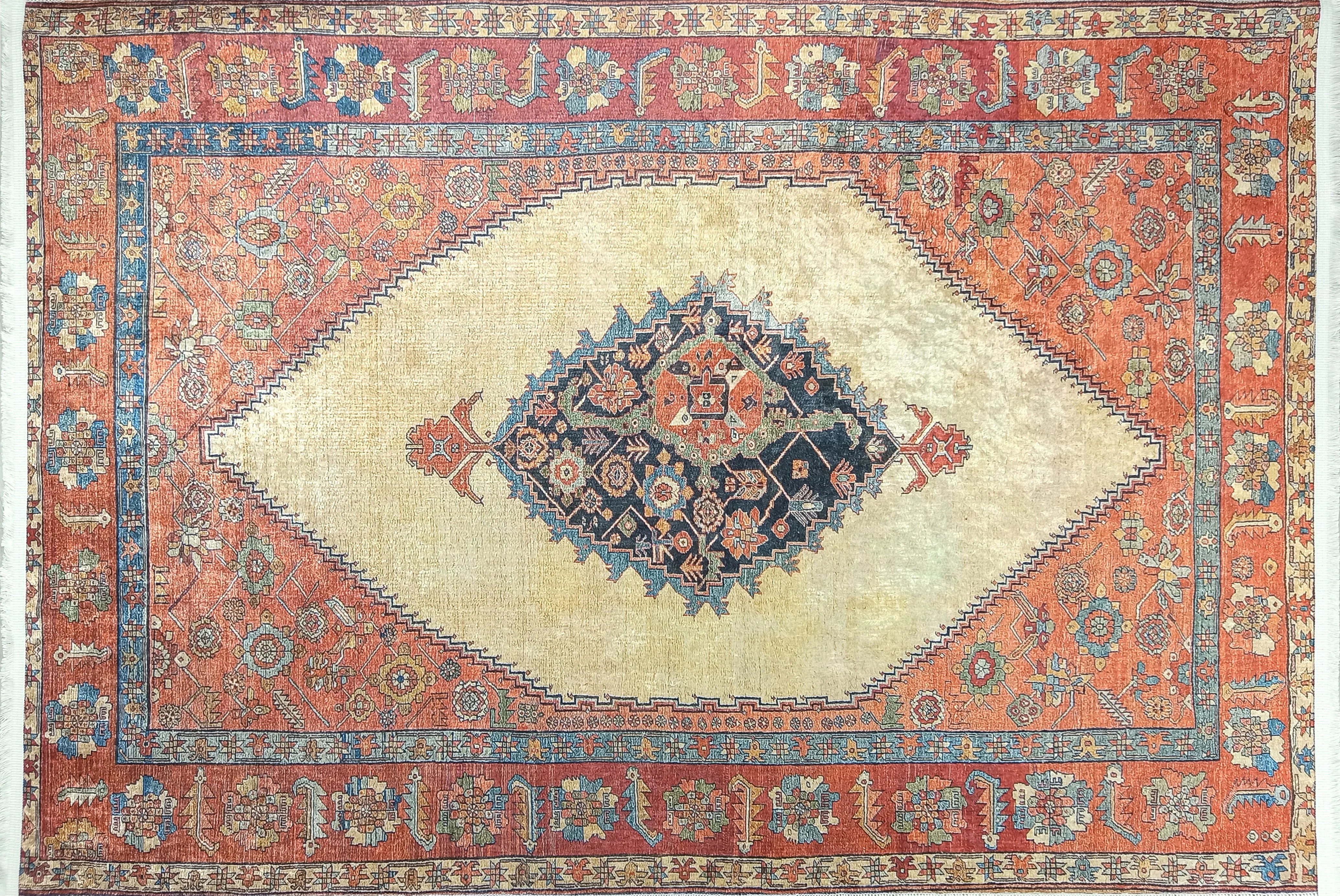 İran Turuncu Bej Vintage Halı