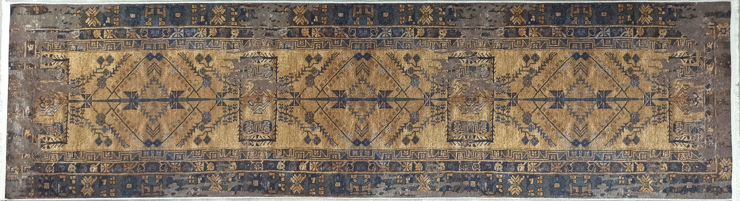 İran Kahverengi Sarı Vintage Yazlık Halı - Pera Halı