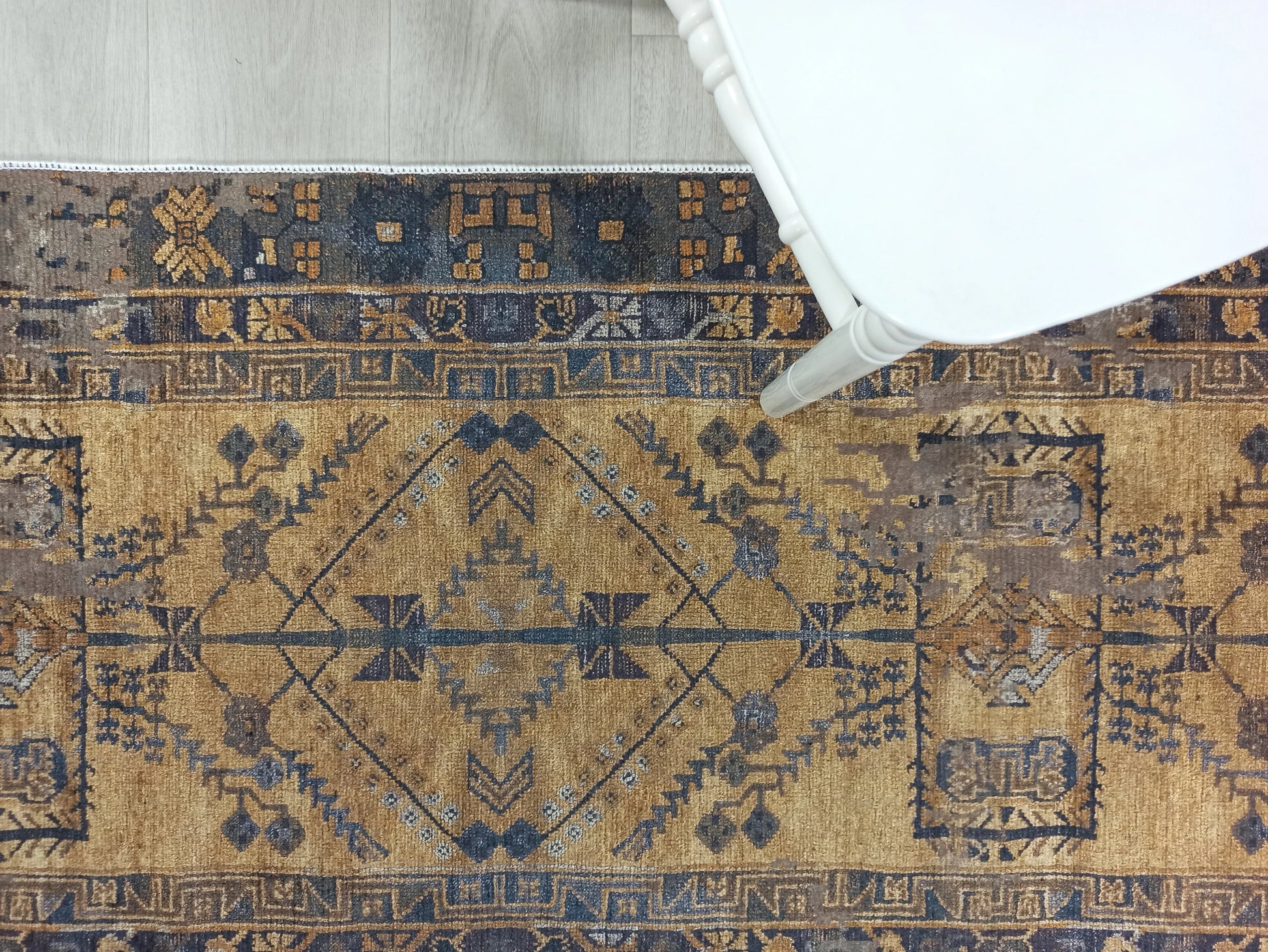 İran Kahverengi Sarı Vintage Yazlık Halı